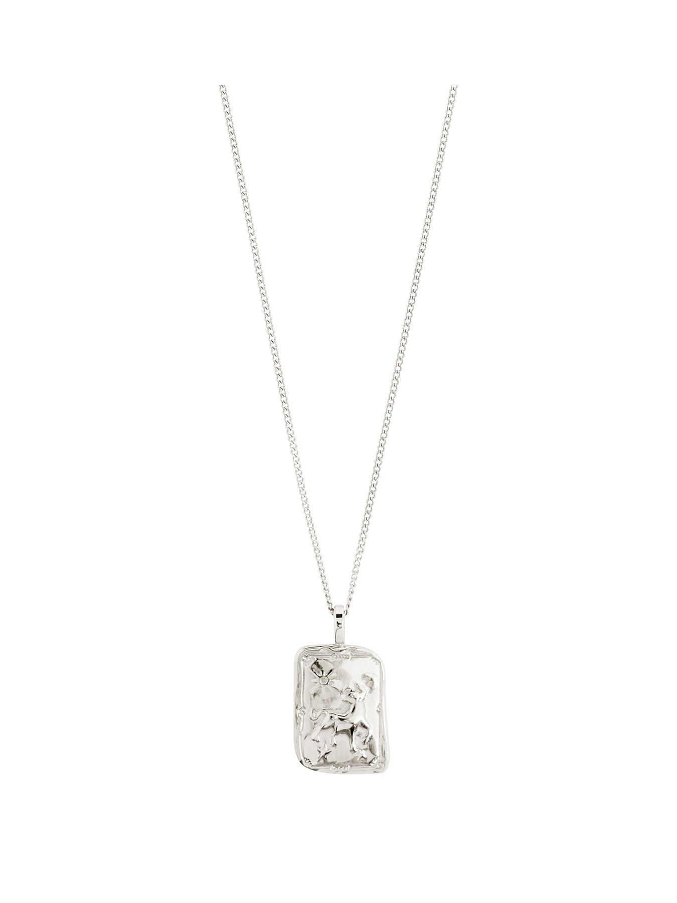 Product photograph of Pilgrim Taurus Zodiac Sign Necklace Silver-plated from very.co.uk