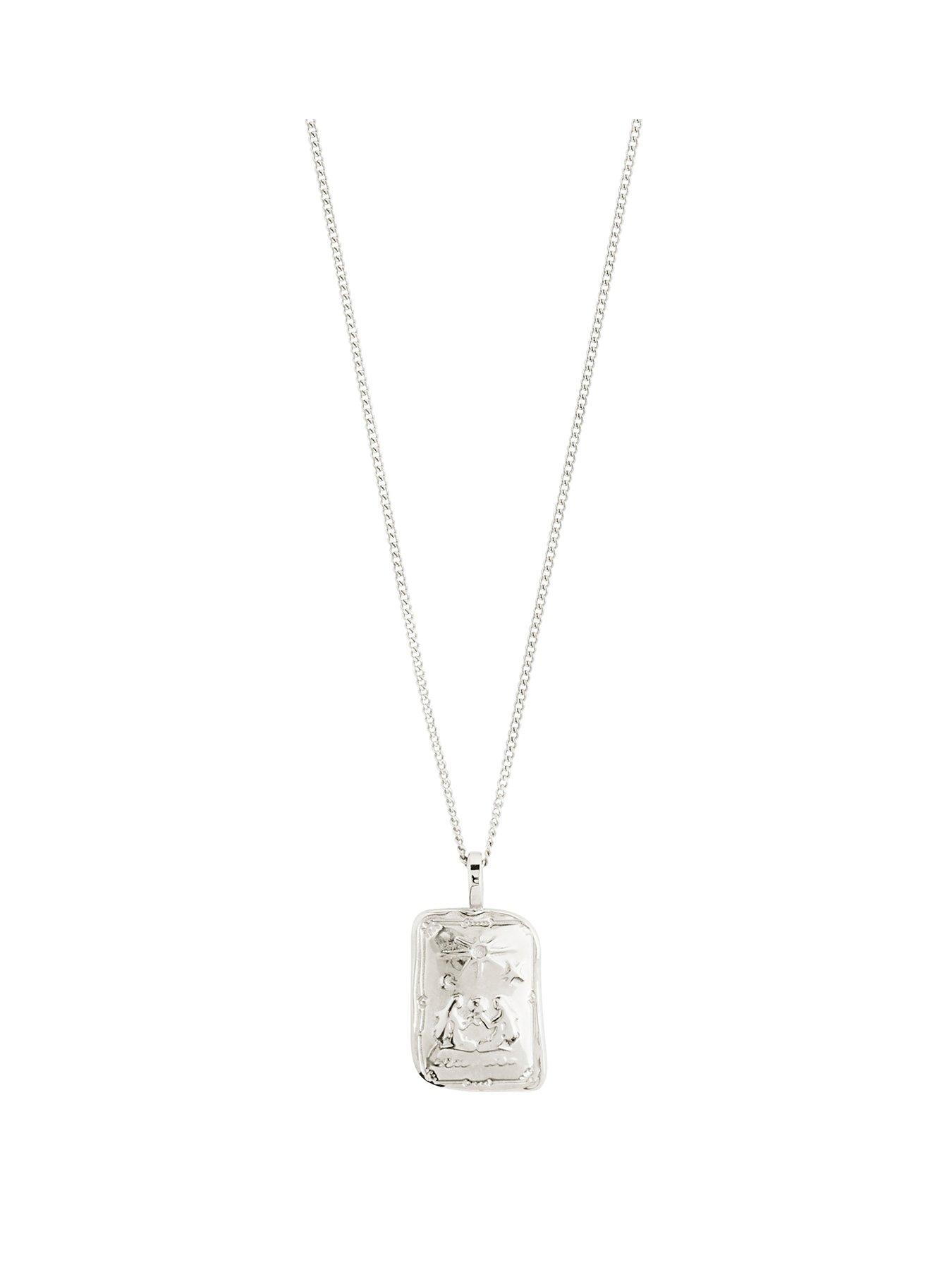 Product photograph of Pilgrim Gemini Zodiac Sign Necklace Silver-plated from very.co.uk