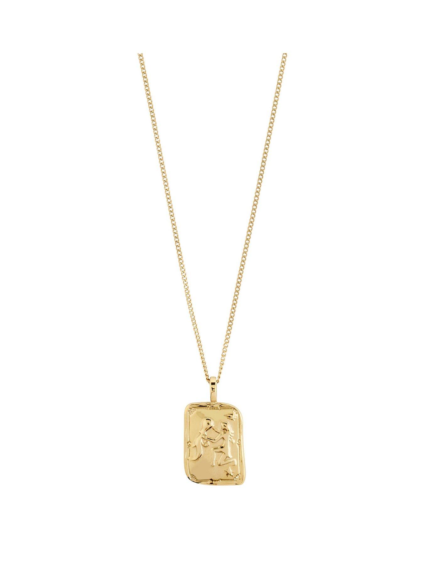 Product photograph of Pilgrim Aquarius Zodiac Sign Necklace Gold-plated from very.co.uk