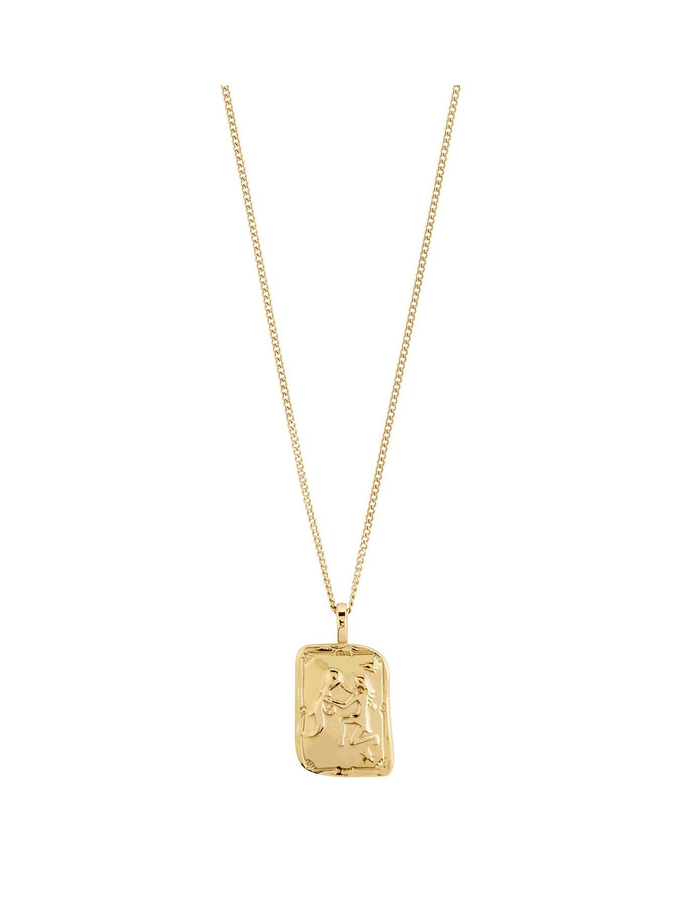 undefined AQUARIUS Zodiac Sign necklace, gold-plated
