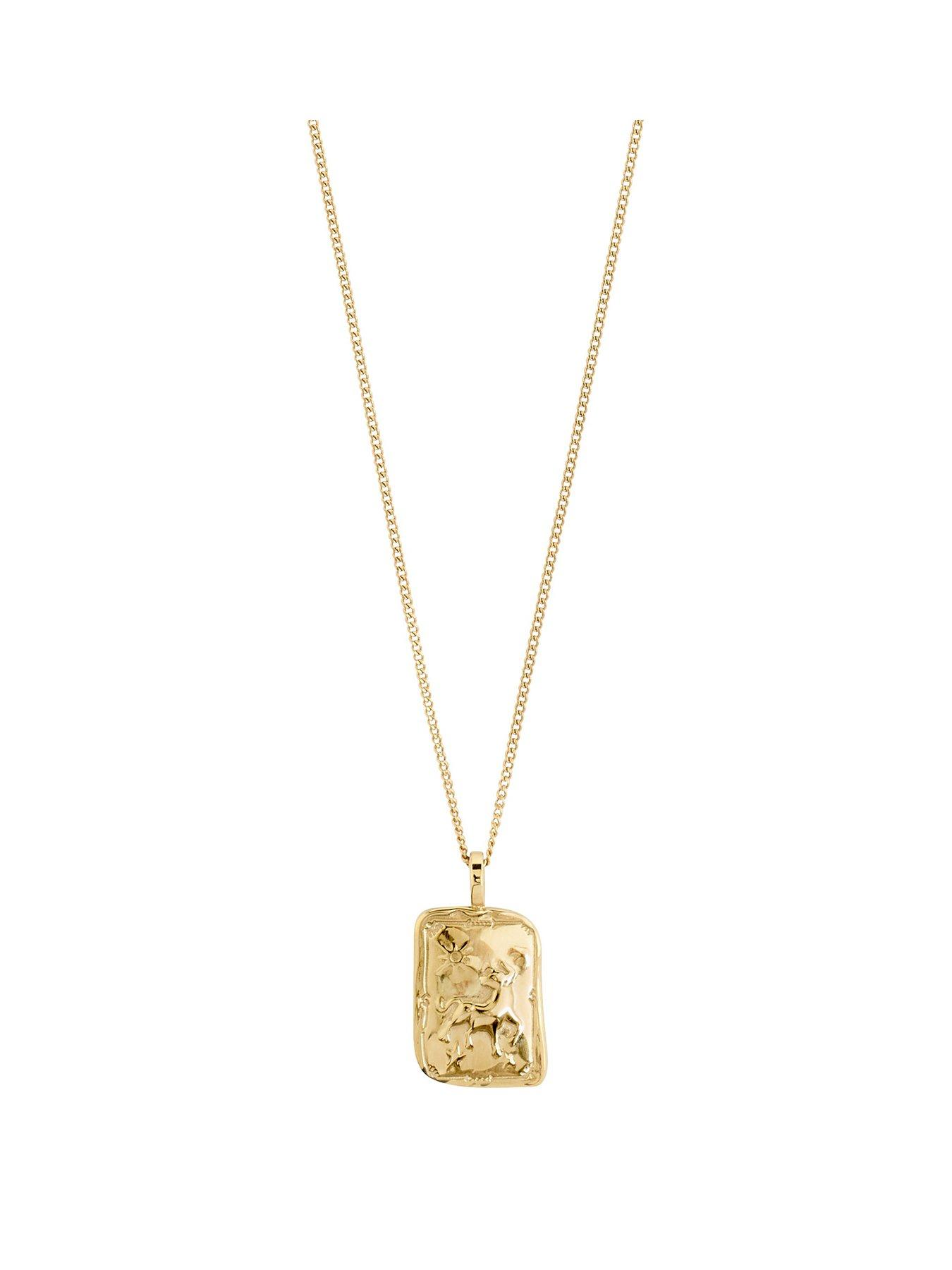 Product photograph of Pilgrim Taurus Zodiac Sign Necklace Gold-plated from very.co.uk