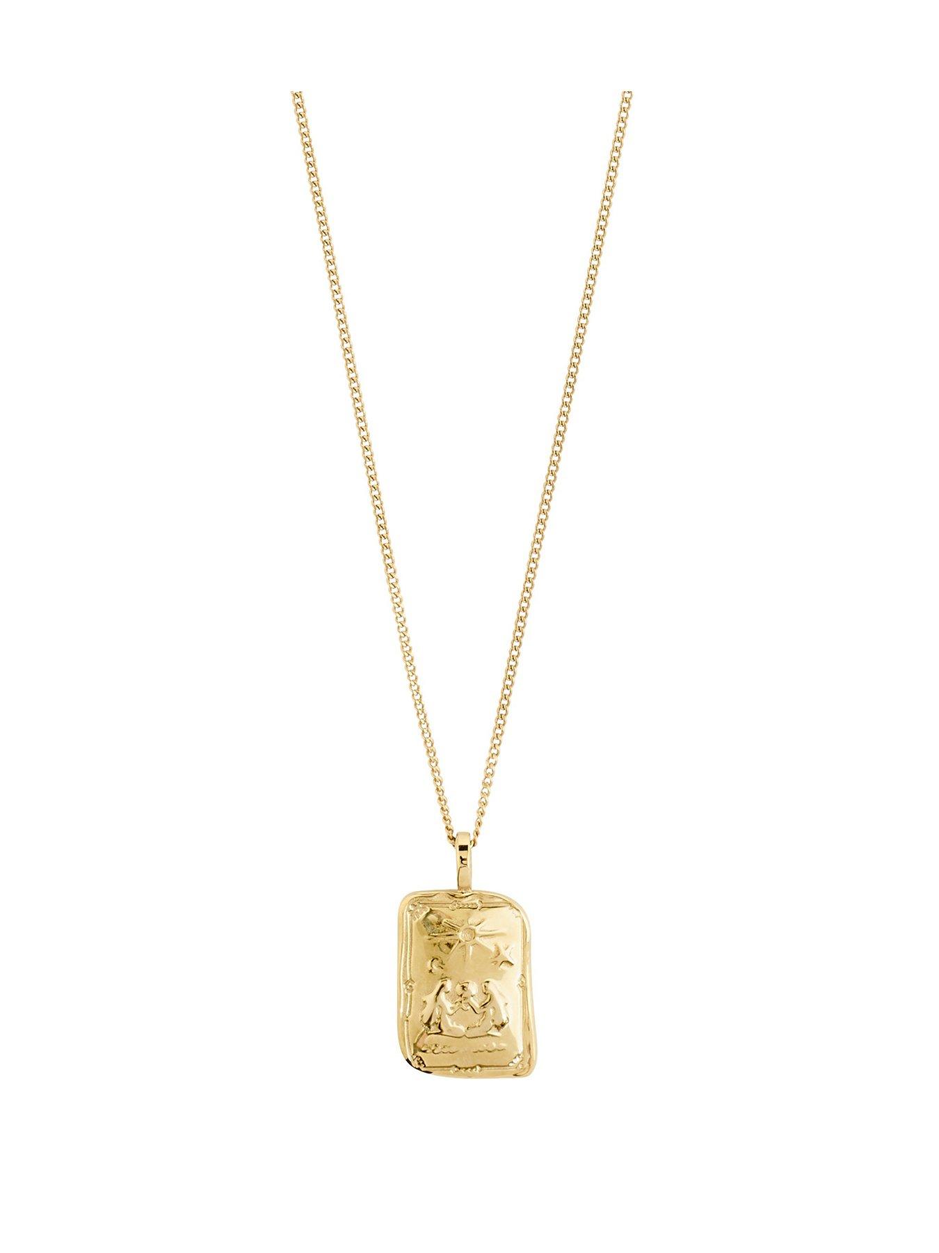 Product photograph of Pilgrim Gemini Zodiac Sign Necklace Gold-plated from very.co.uk