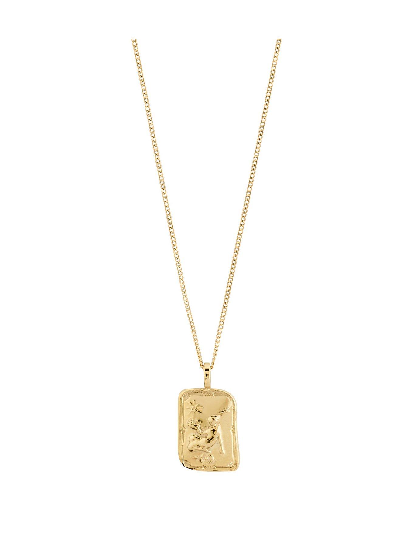 Product photograph of Pilgrim Virgo Zodiac Sign Necklace Gold-plated from very.co.uk