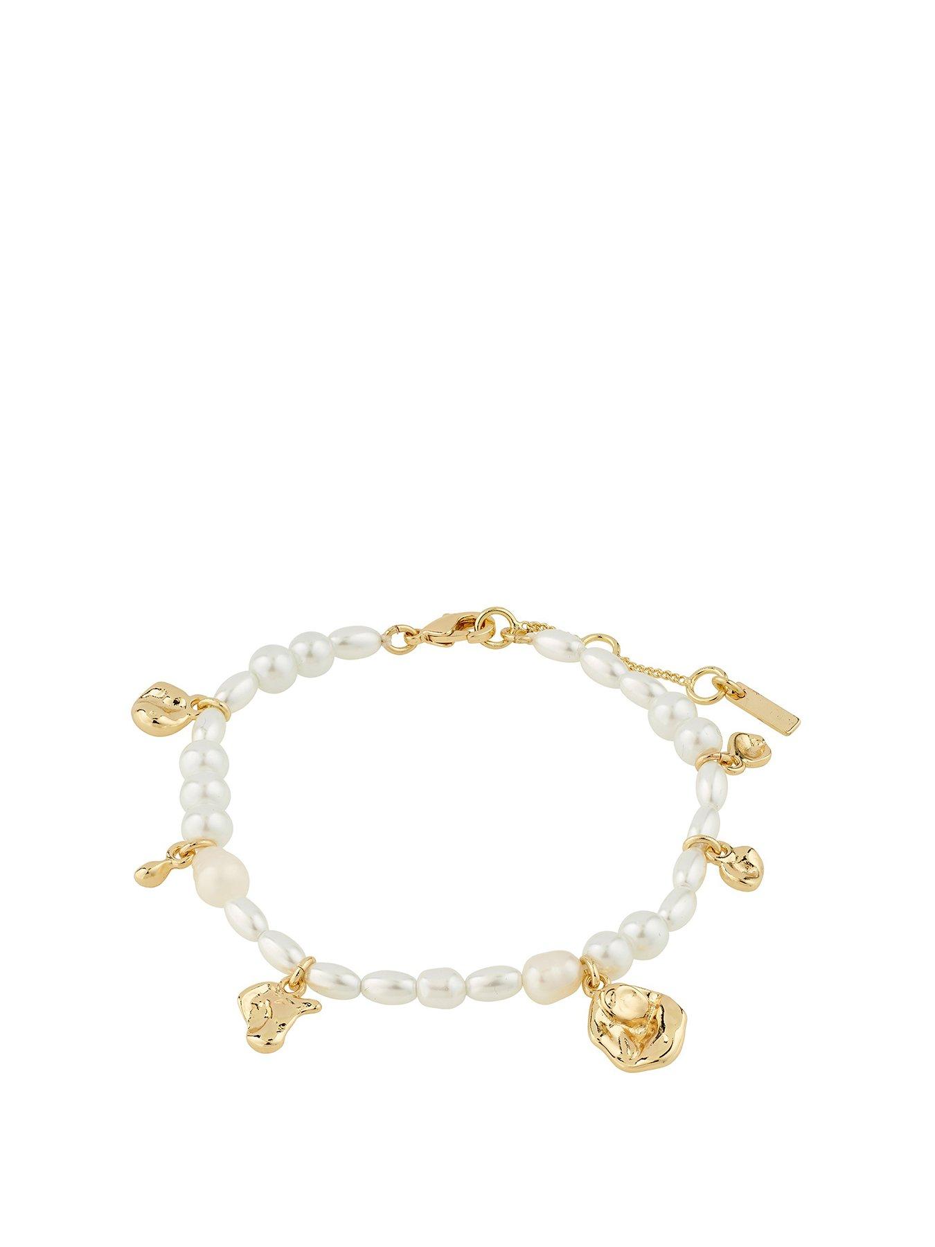 Product photograph of Pilgrim Intent Pearl Bracelet Gold-plated from very.co.uk