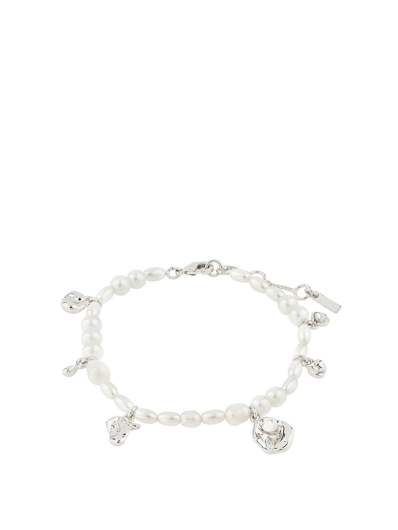 Product photograph of Pilgrim Intent Pearl Bracelet Silver-plated from very.co.uk