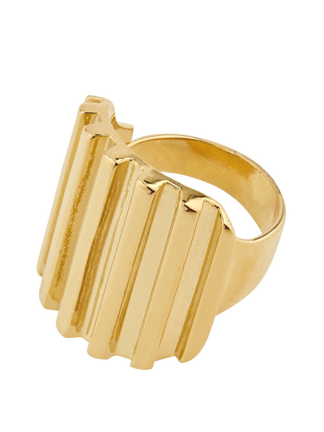 Product photograph of Pilgrim Laurel Ring Gold-plated from very.co.uk