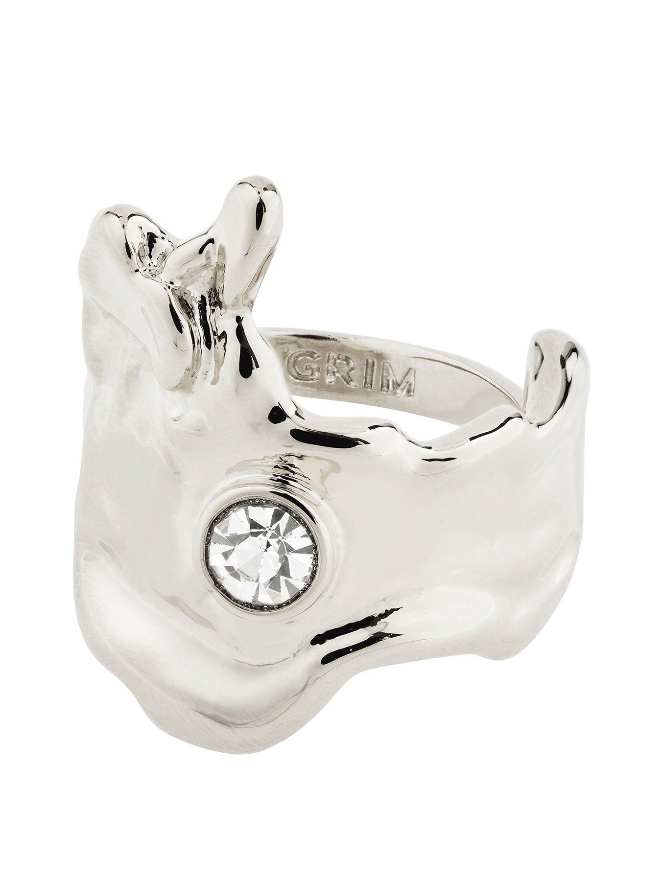 undefined GIA crystal ring silver-plated