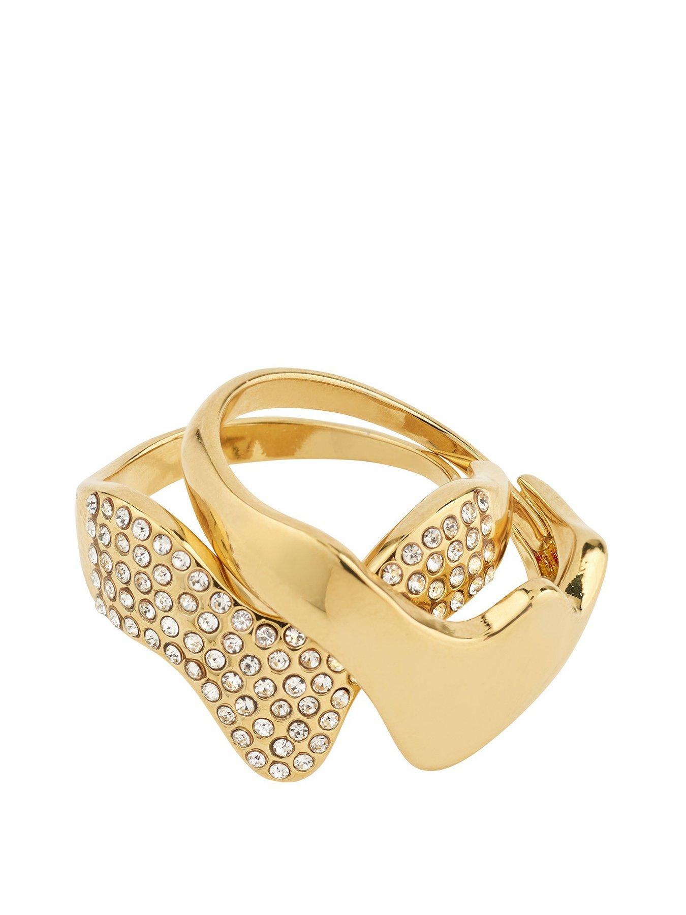 undefined CONNECT 2-in-1 set crystal rings gold-plated