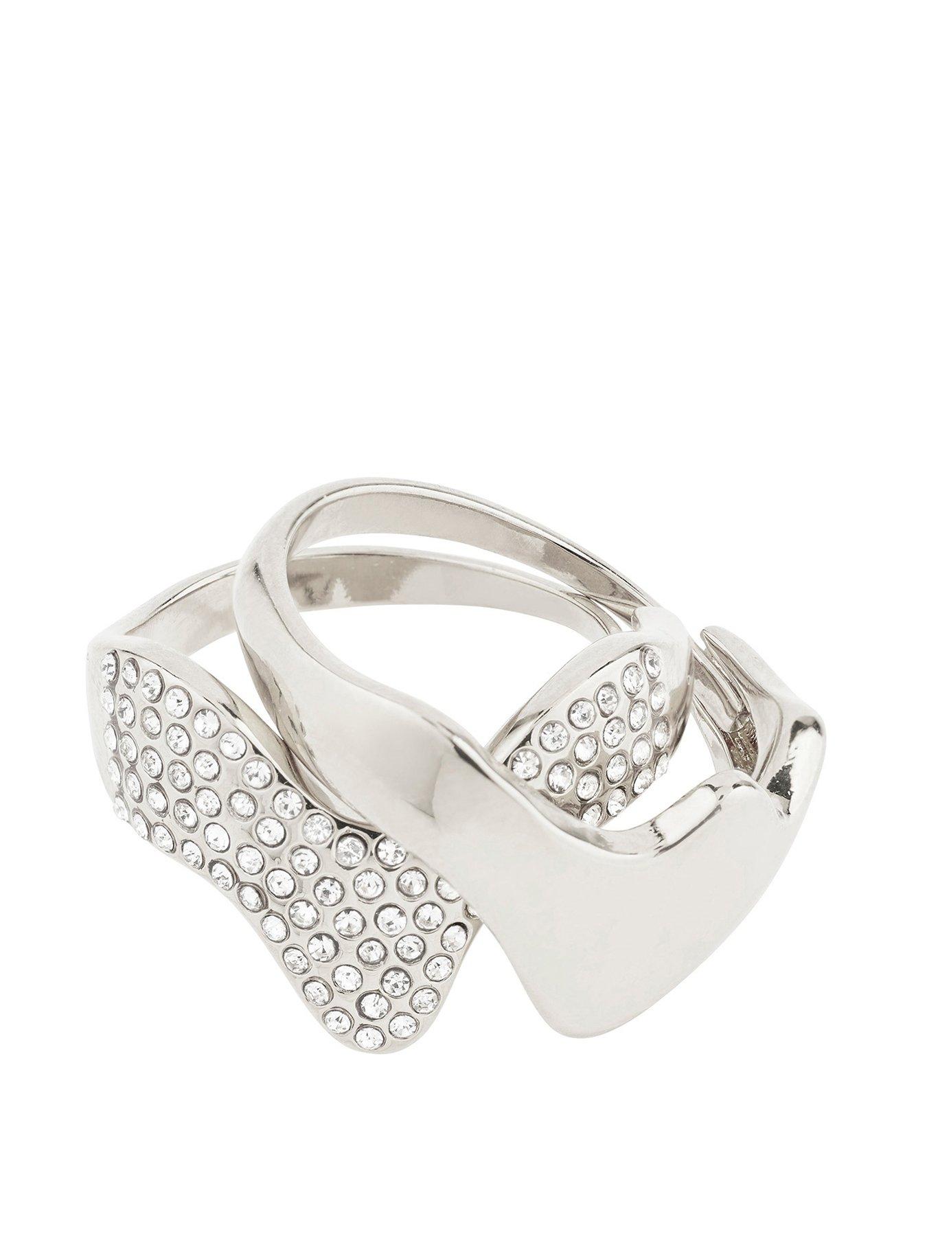 Product photograph of Pilgrim Connect 2-in-1 Set Crystal Ring Silver-plated from very.co.uk