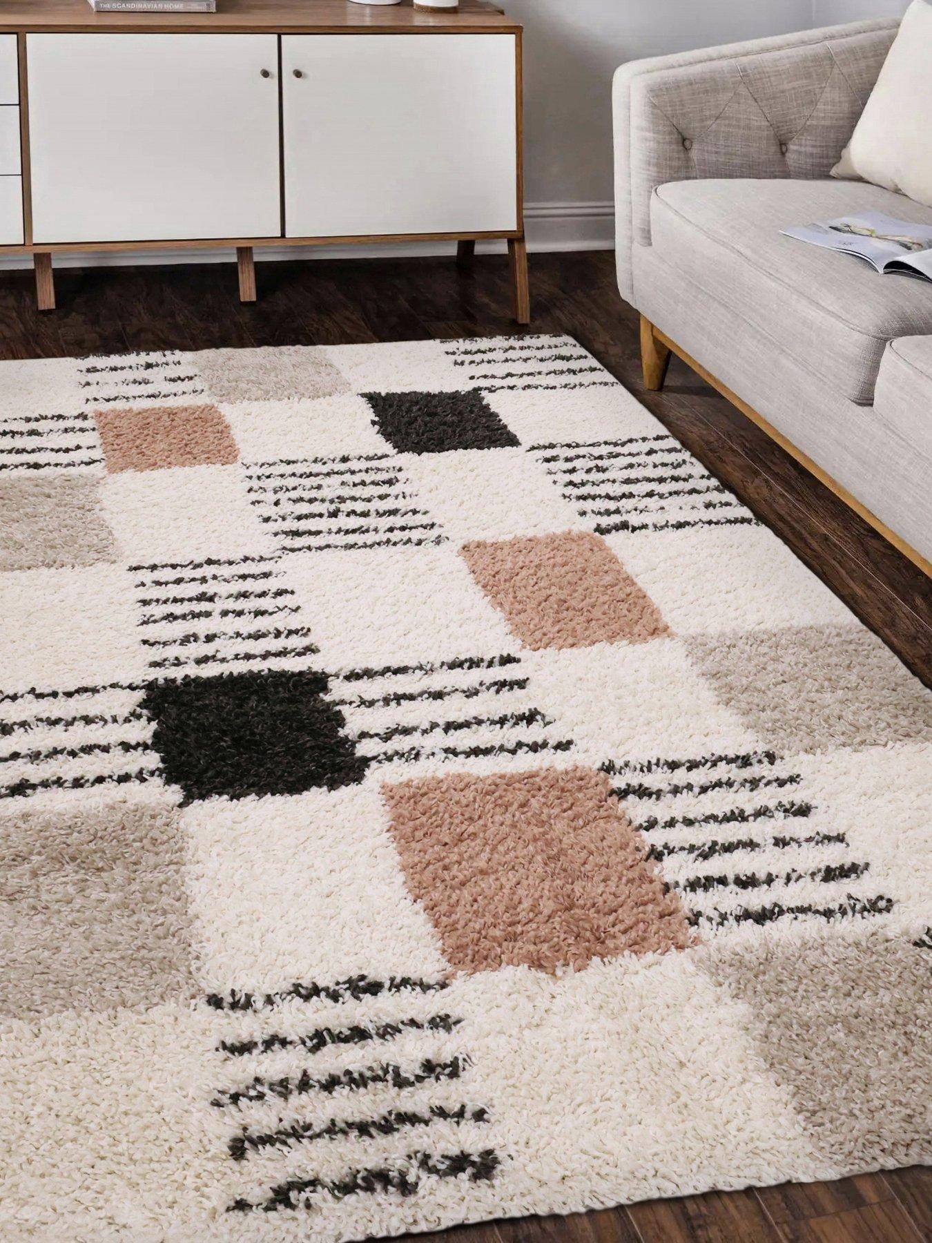 Product photograph of Very Home Nomad Blocks Shaggy Rug from very.co.uk