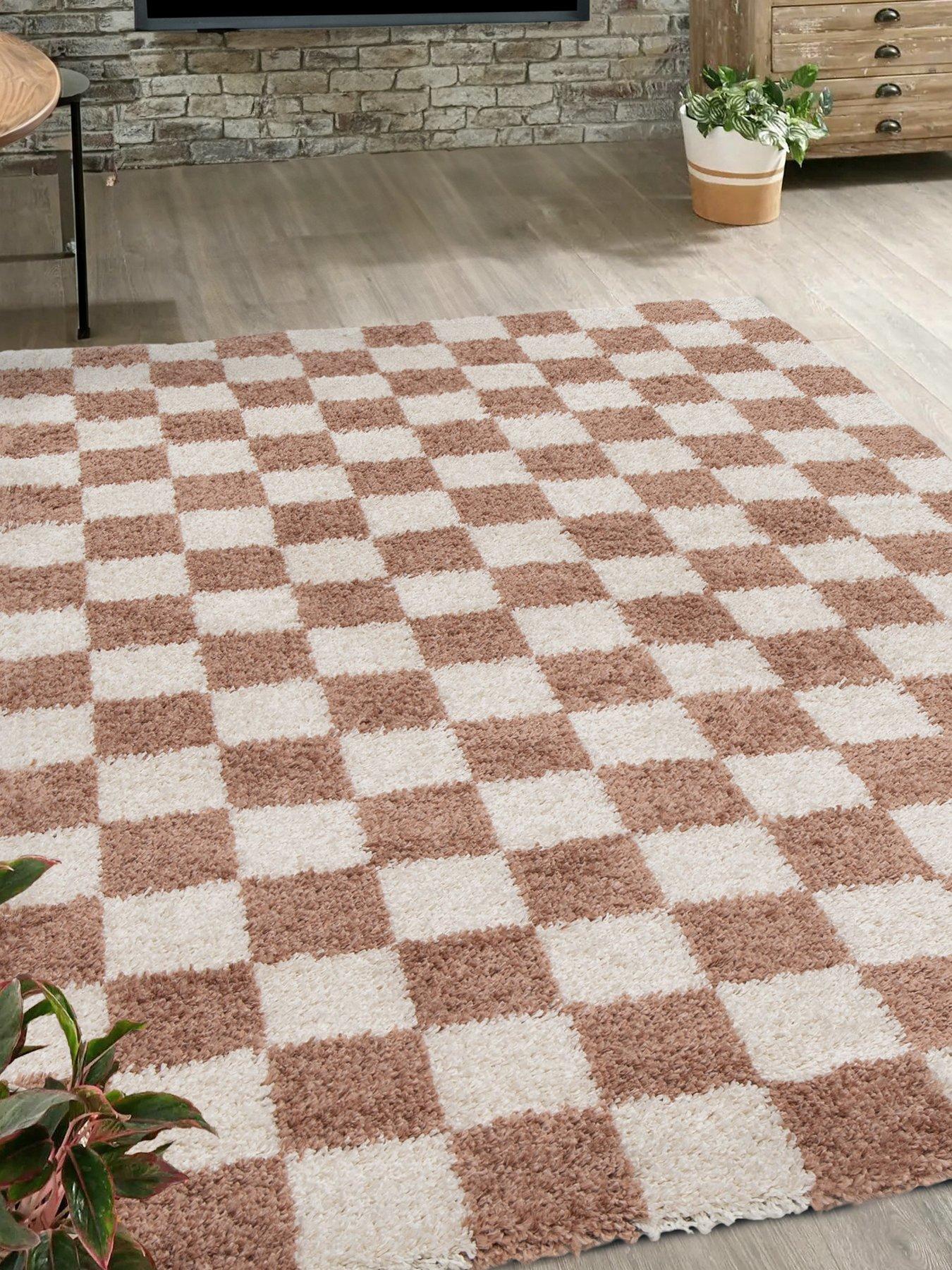 undefined Nomad Checks Rug – Terracotta/Off White