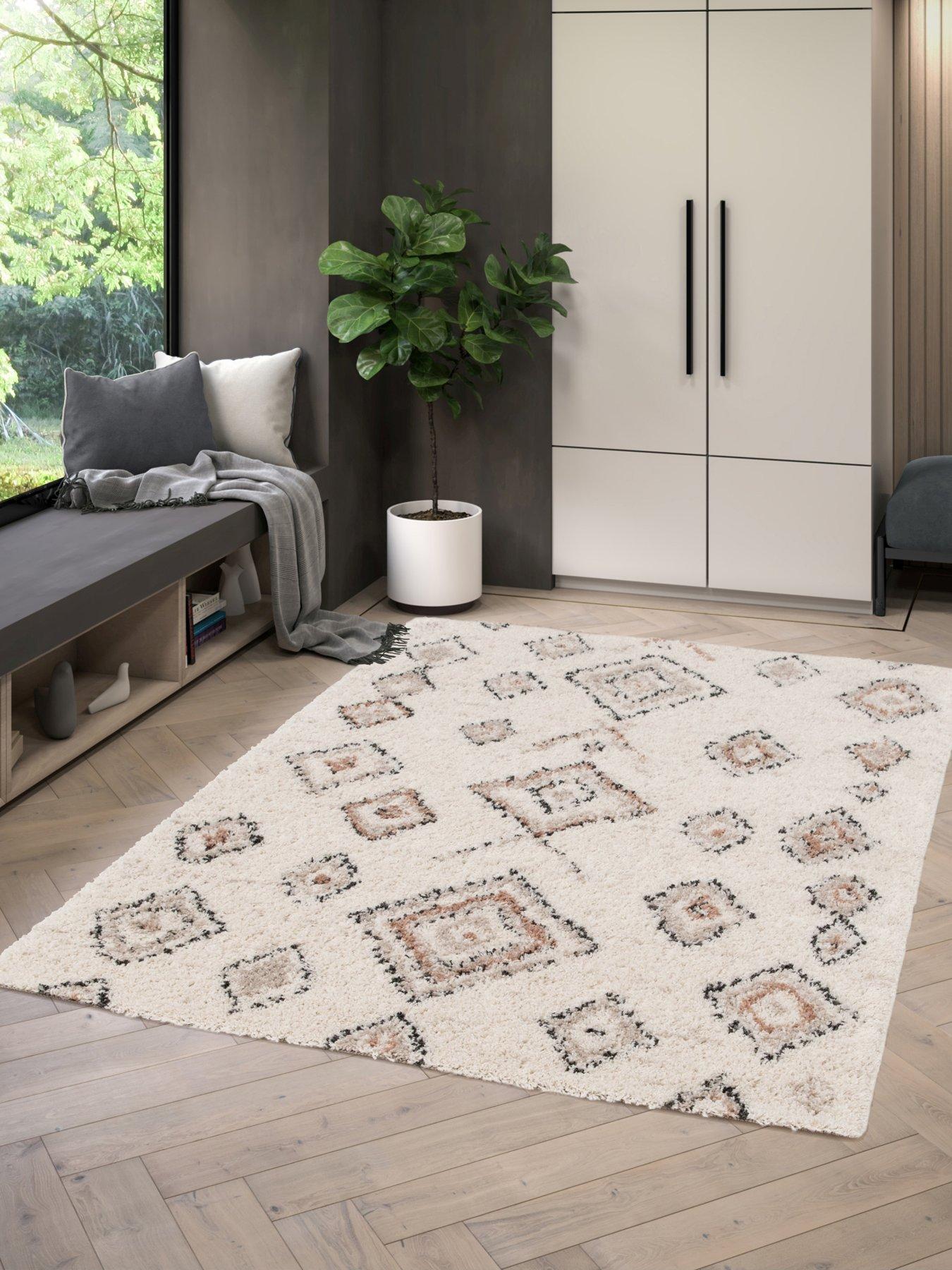 Product photograph of Very Home Nomad Diamonds Shaggy Rug from very.co.uk