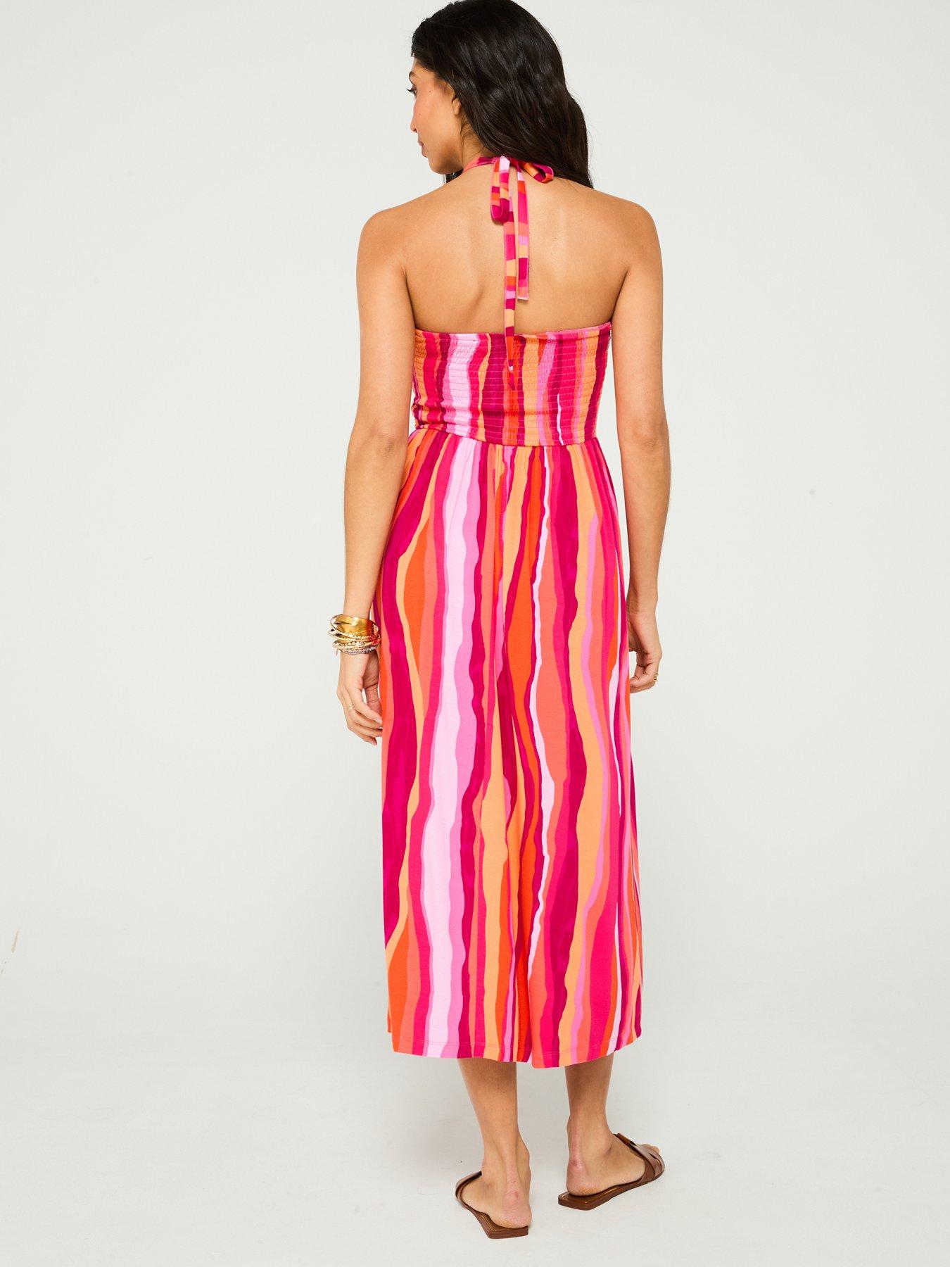 Image 2 of 5 of V by Very Halter Shirred Bandeau Midaxi Dress - Print