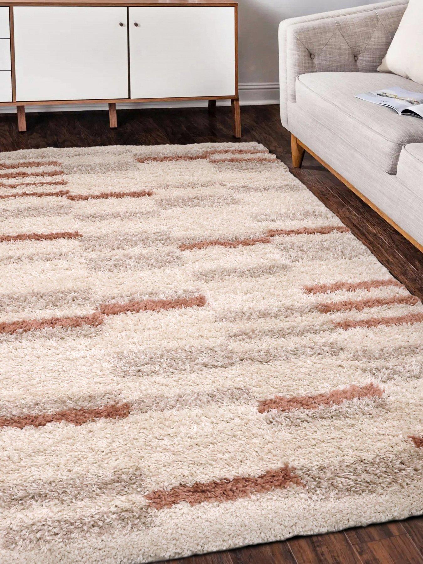 Very Home Nomad Linear Shaggy Rug - Terracotta