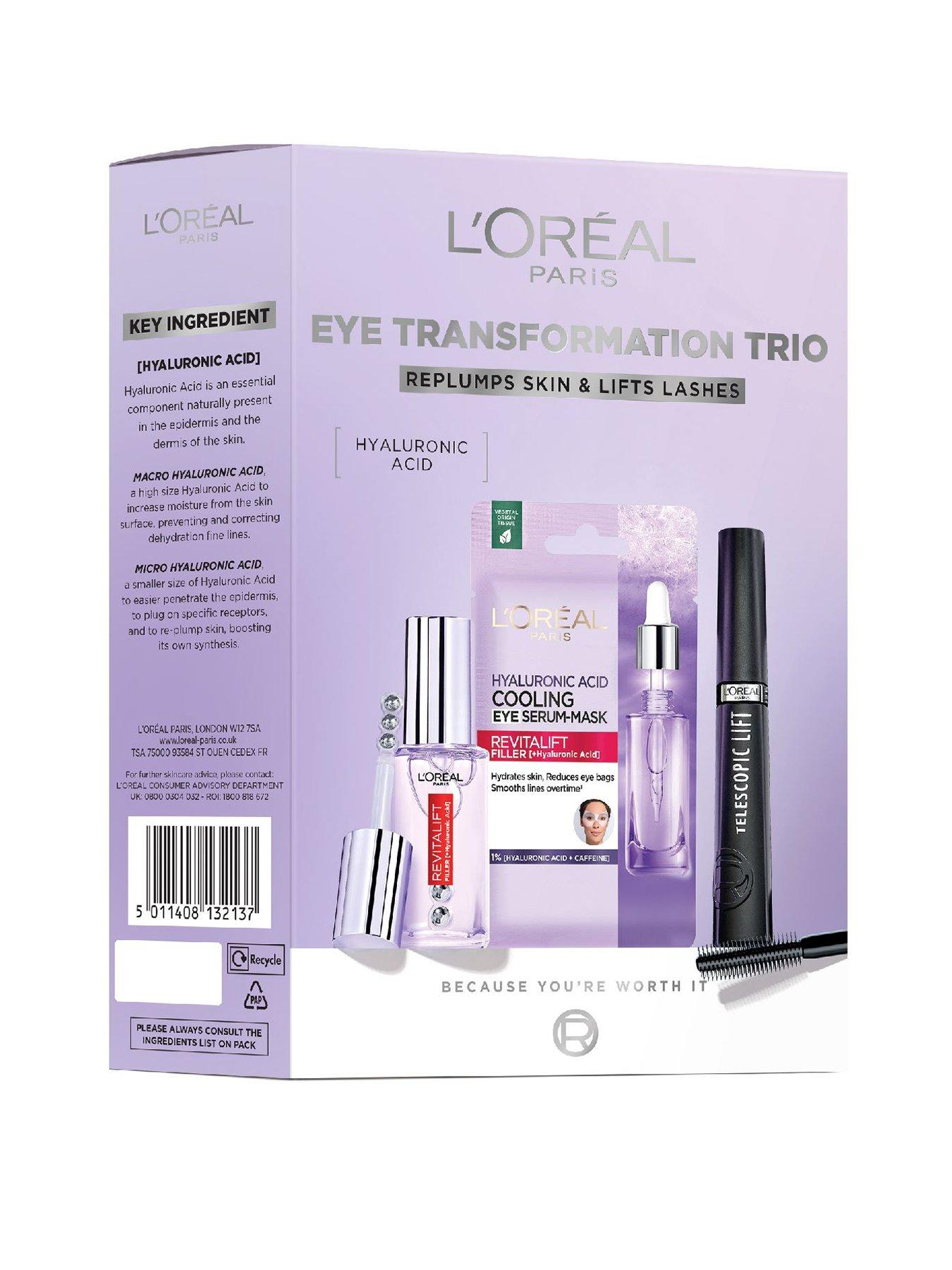 undefined LOreal Paris Eye Transformation Trio Gift Set with Hyaluronic Acid, To Replump Skin & Lift Lashes