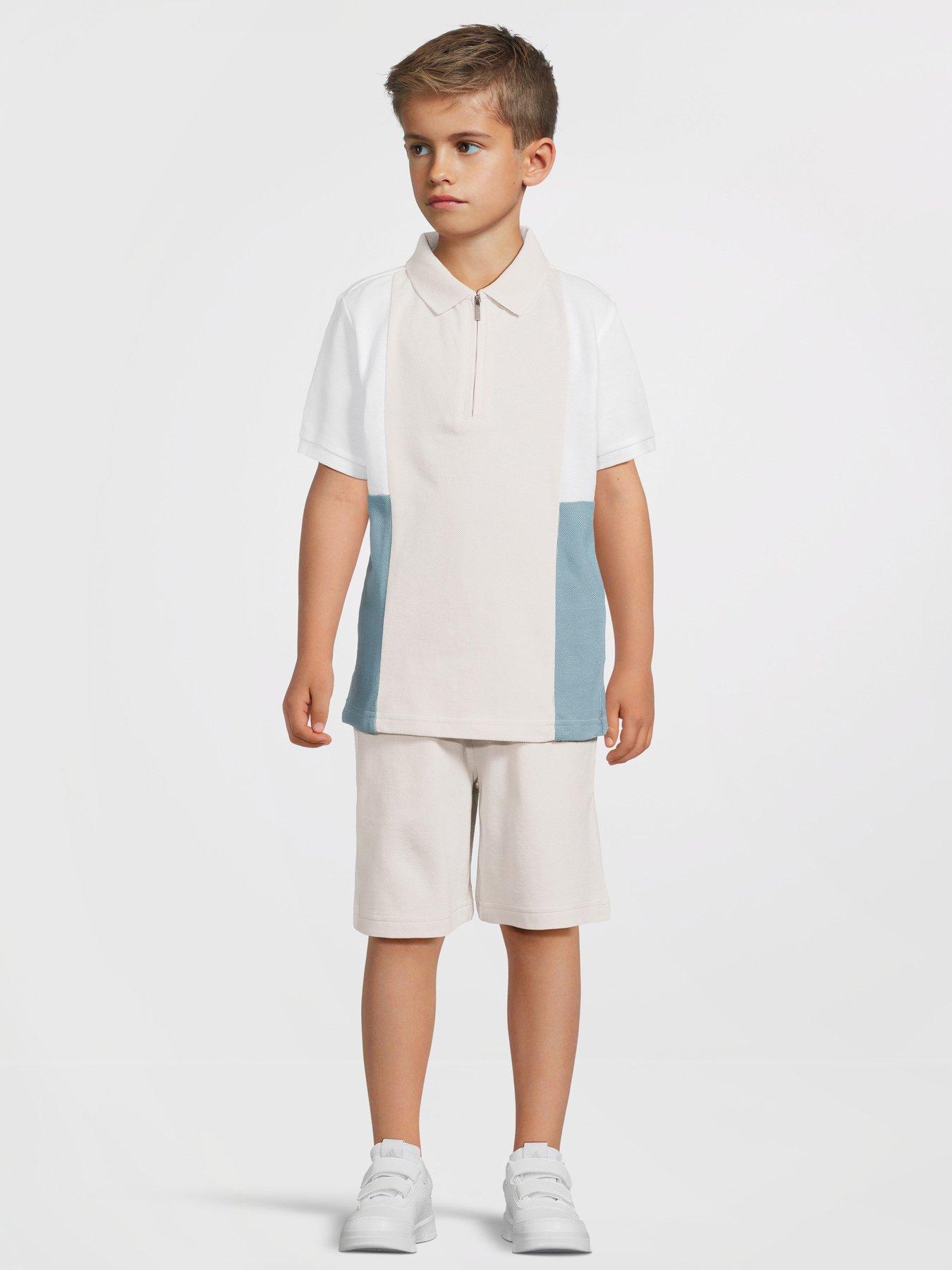 undefined Boys Polo Cut And Sew T-shirt And Short Set - Multi