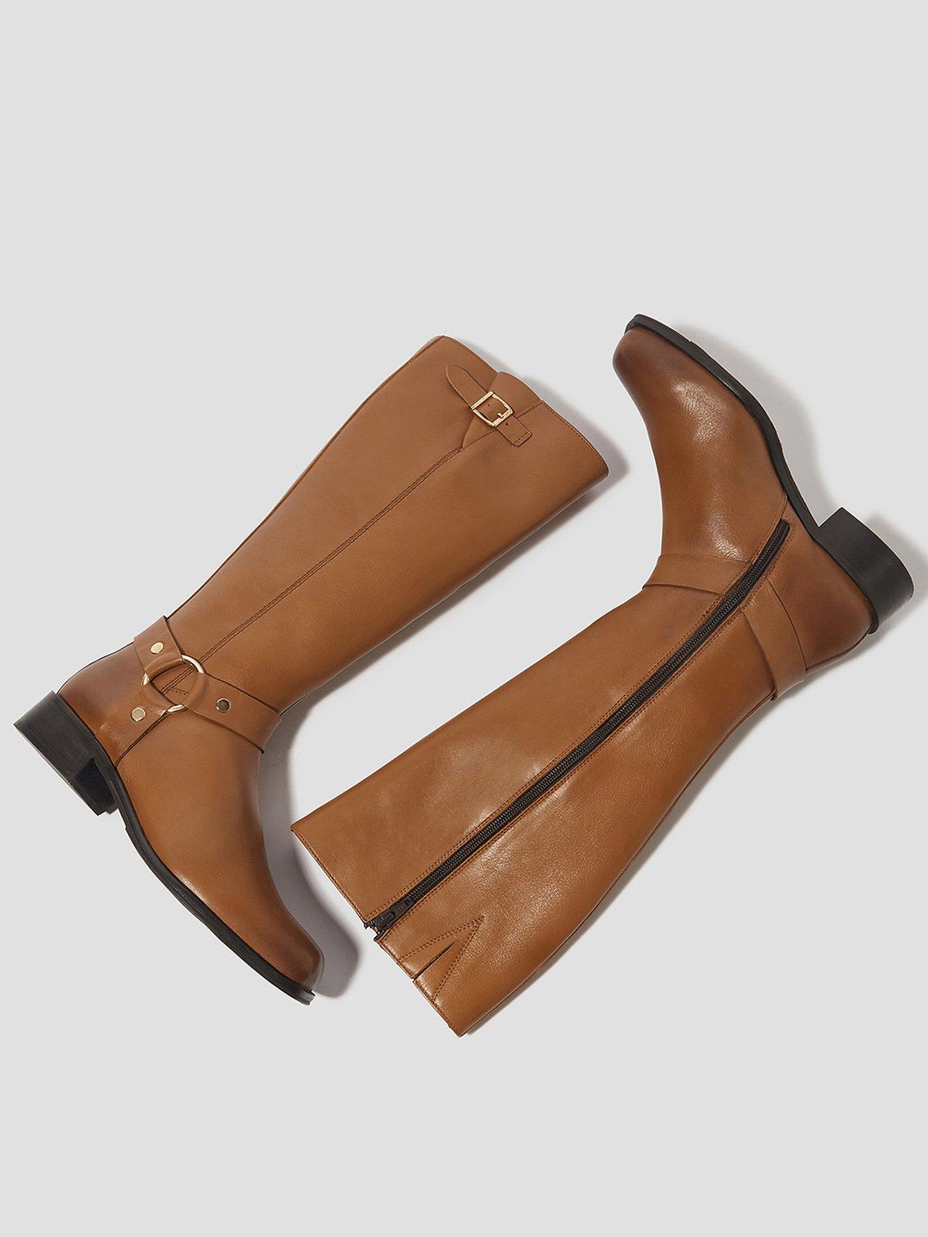 Monsoon Leyla Leather Knee High Boot - Brown | Very
