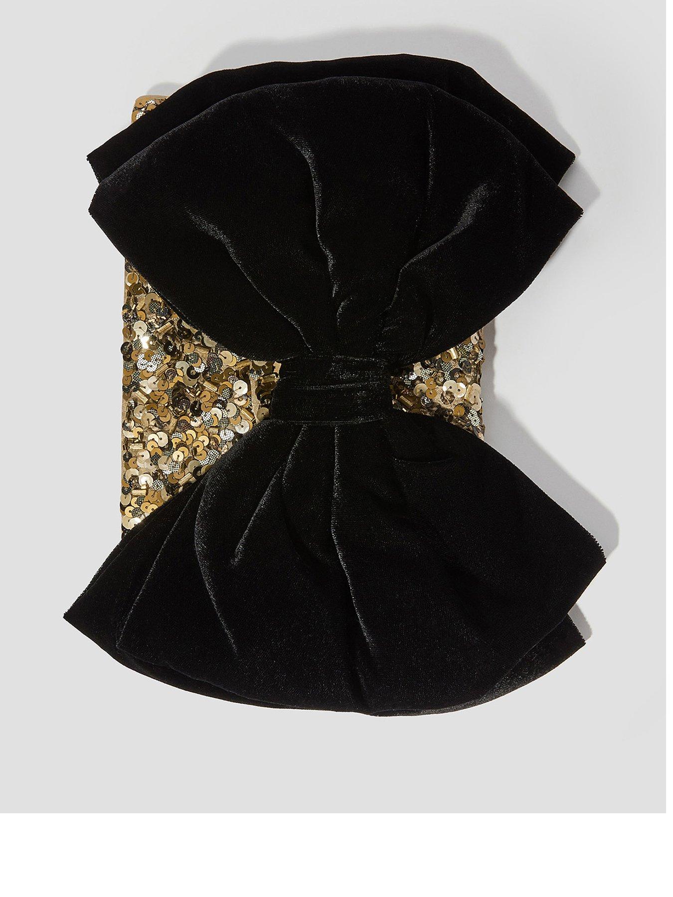 Image 1 of 4 of Monsoon Bella Bow Clutch Silver