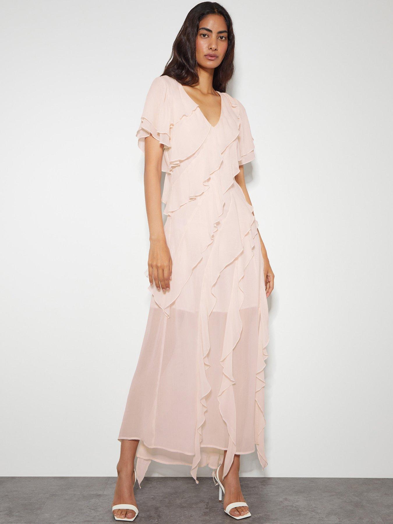 Monsoon Renata Ruffle Maxi Dress Pink Very