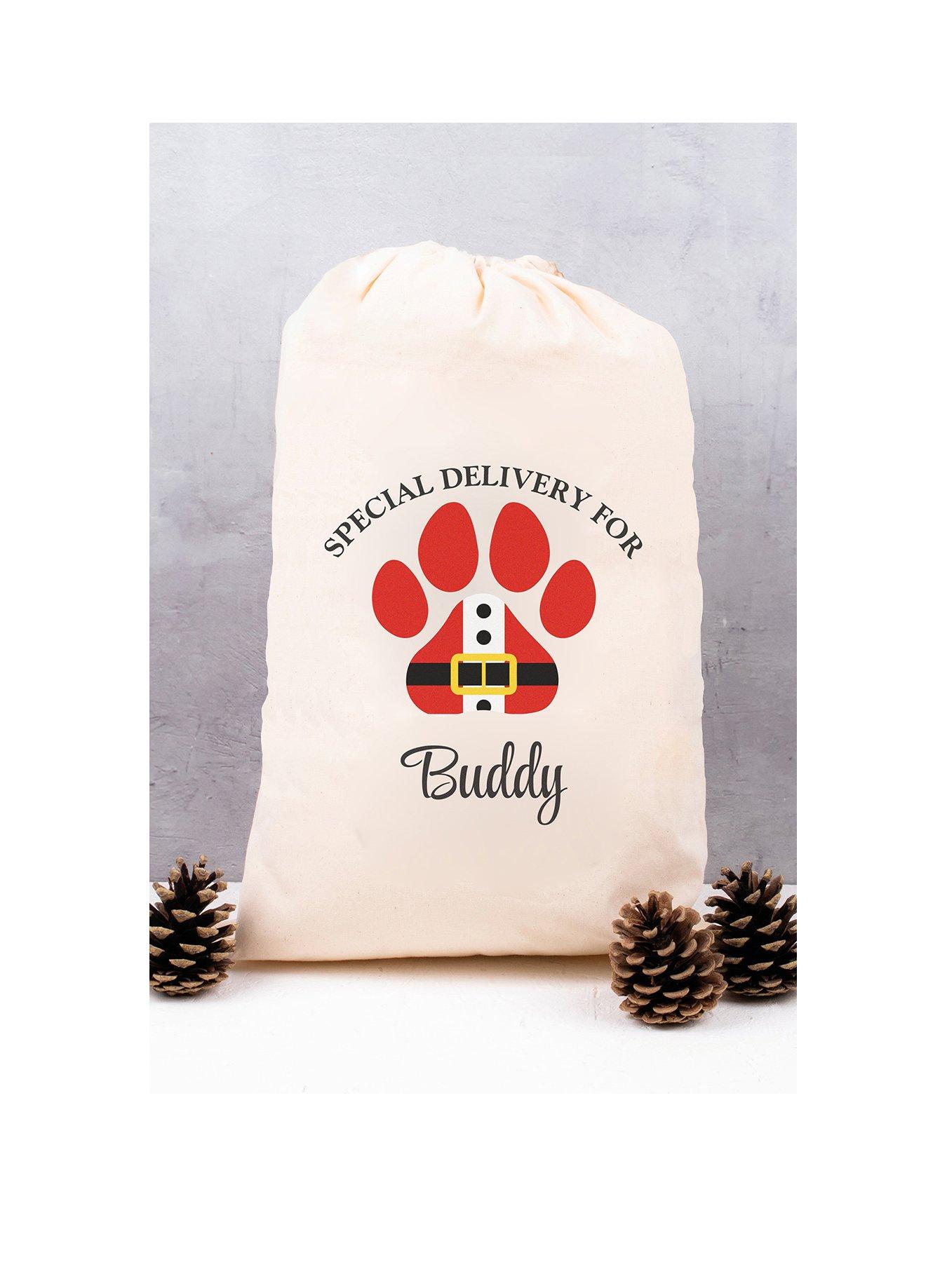 love abode personalised small dog paw print christmas sack