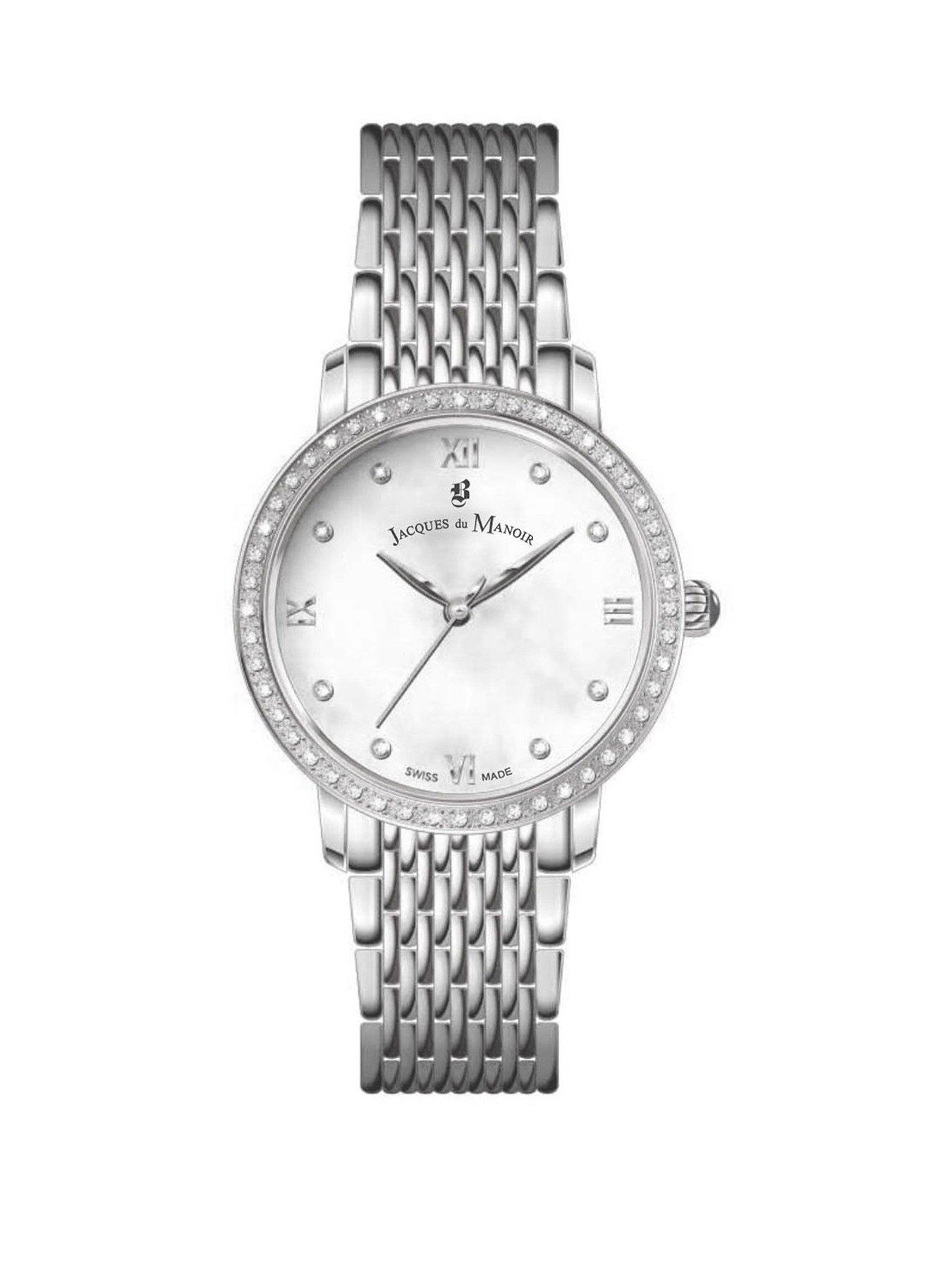 Product photograph of Jacques Du Manoir Swiss-made Temps De Femme Silver Stainless Steel Watch from very.co.uk