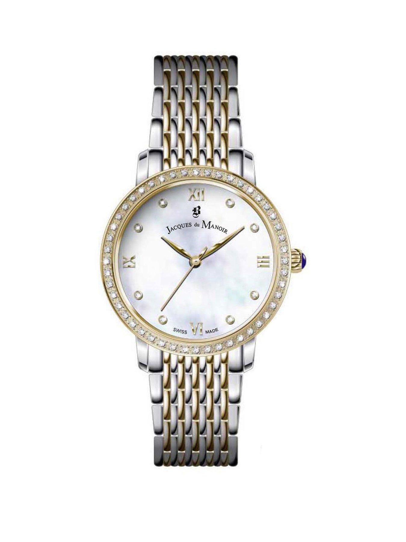 Product photograph of Jacques Du Manoir Swiss-made Temps De Femme Gold Stainless Steel Watch from very.co.uk