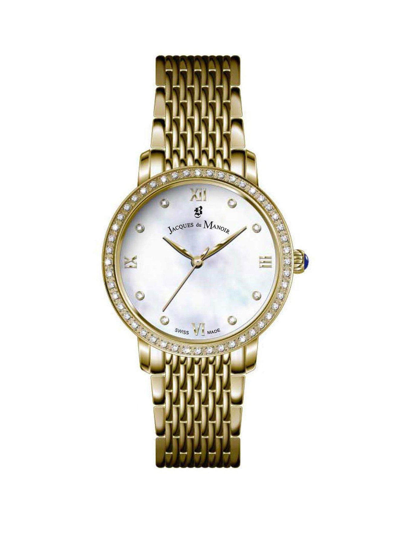 Product photograph of Jacques Du Manoir Swiss-made Temps De Femme Ip Gold Stainless Steel Watch from very.co.uk