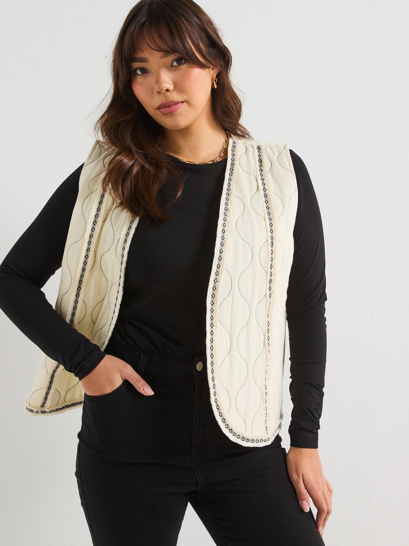 undefined Quilted Edge To Edge Gilet - White