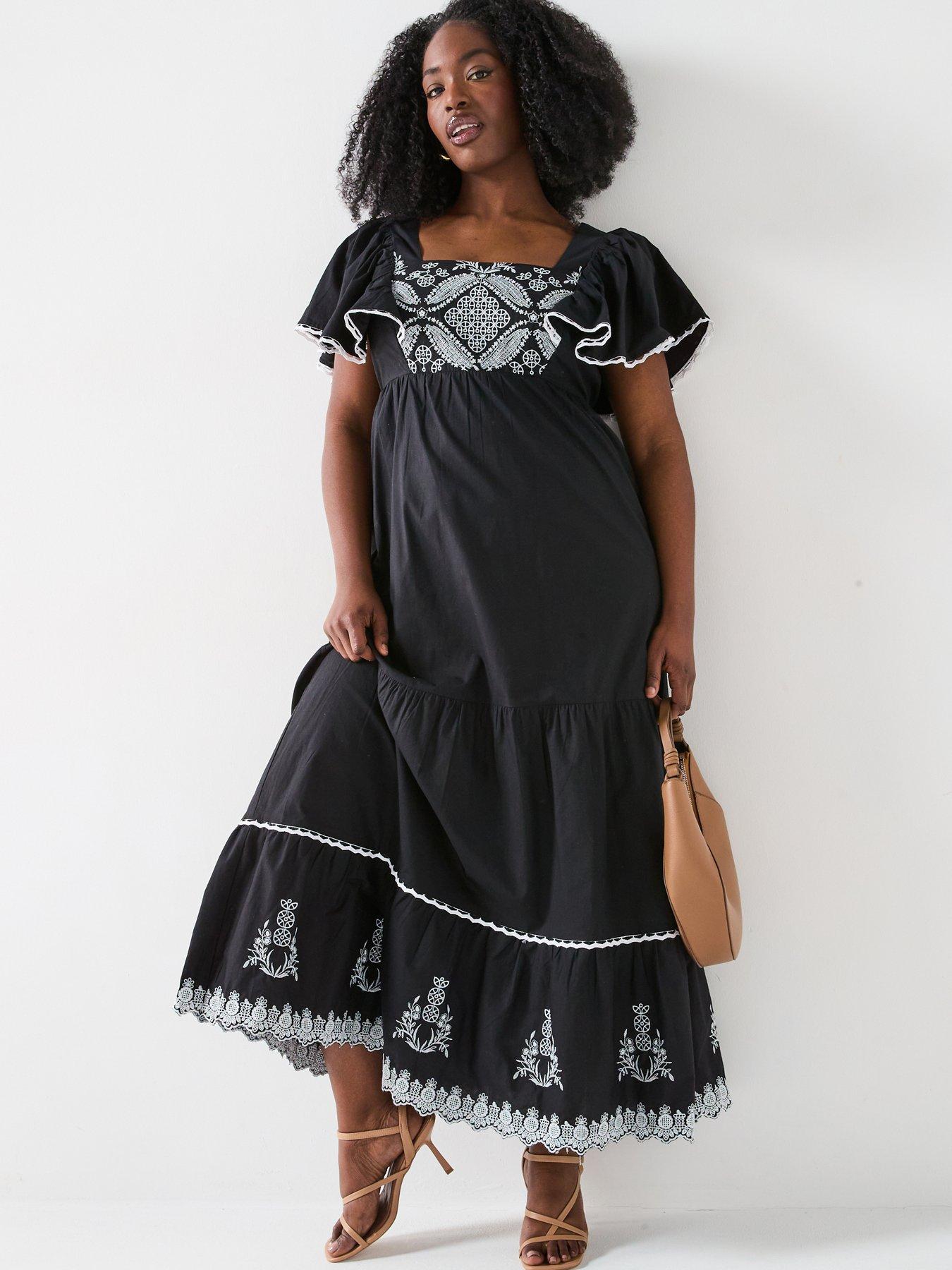 undefined Embroidered Maxi Dress