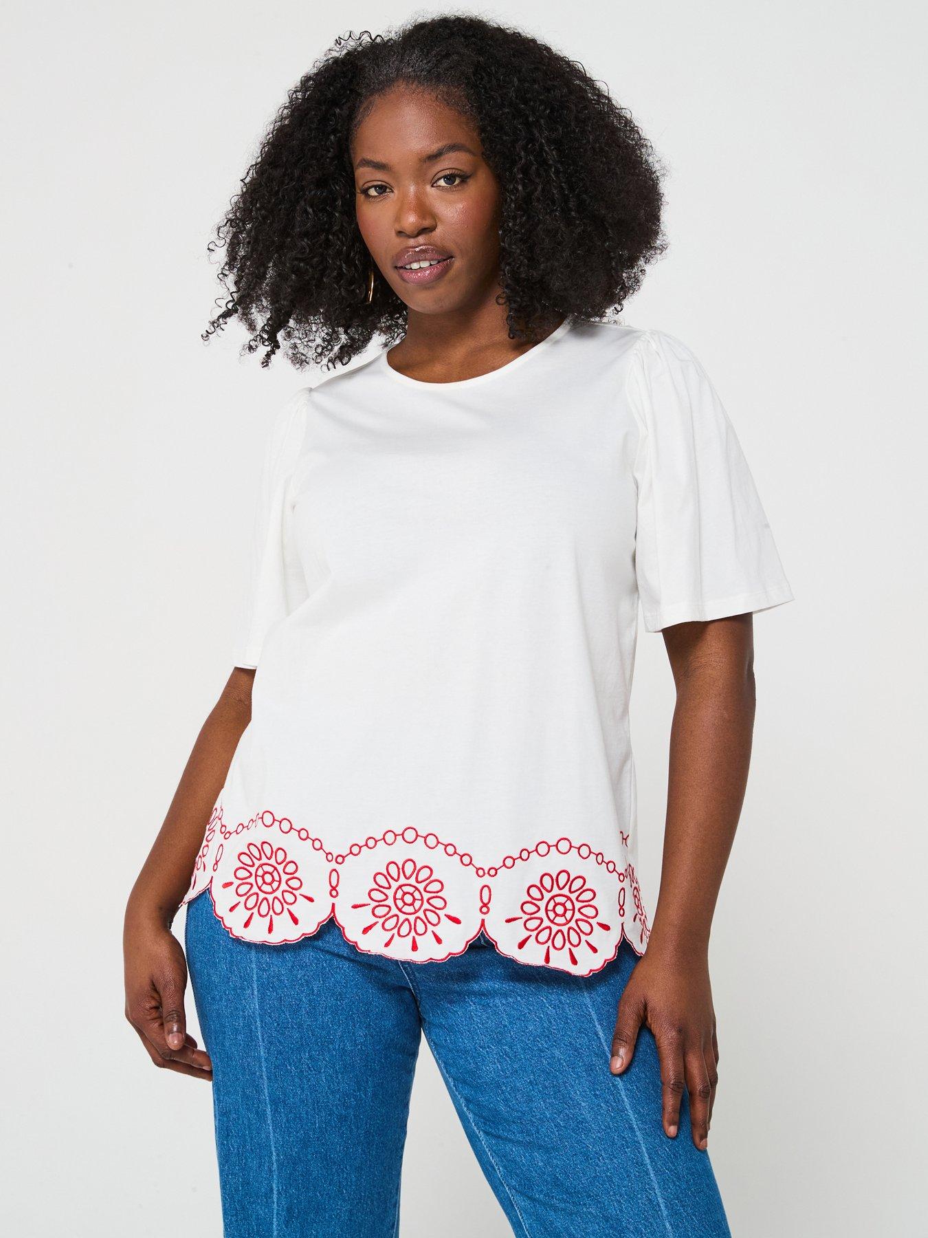 undefined Embroidered Hem T-shirt