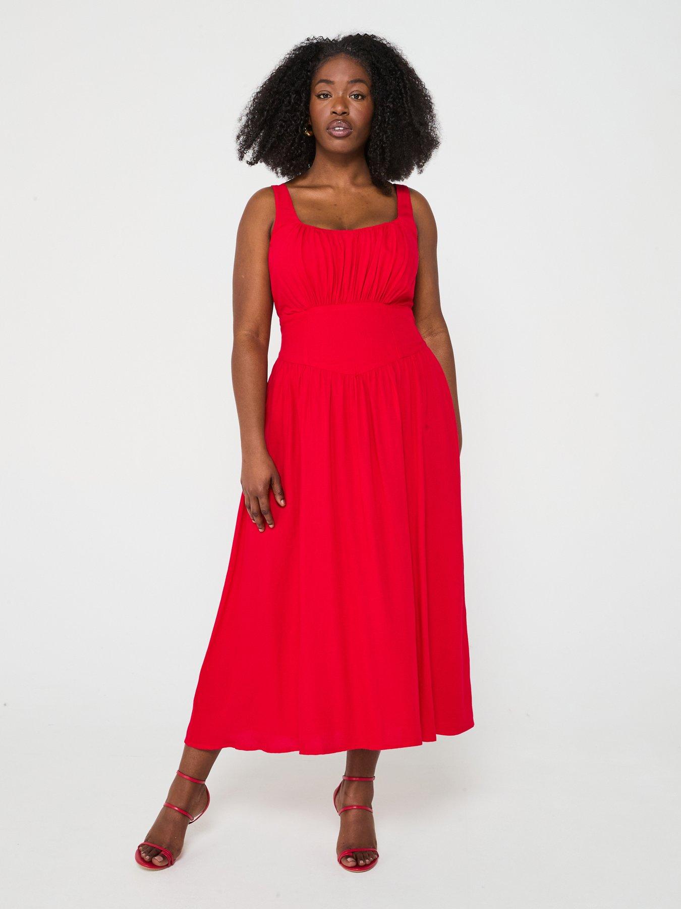 HOT ! Linen Dresses Red Summer Dress Midi Maxi Dresses Red Summer Dress  Plus Size Red Casual Linen Plus Size