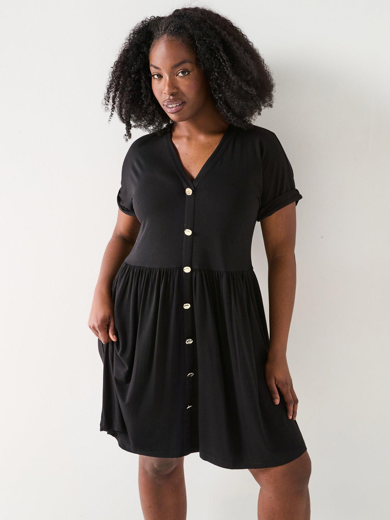 undefined Button Through Stretch Mini Dress