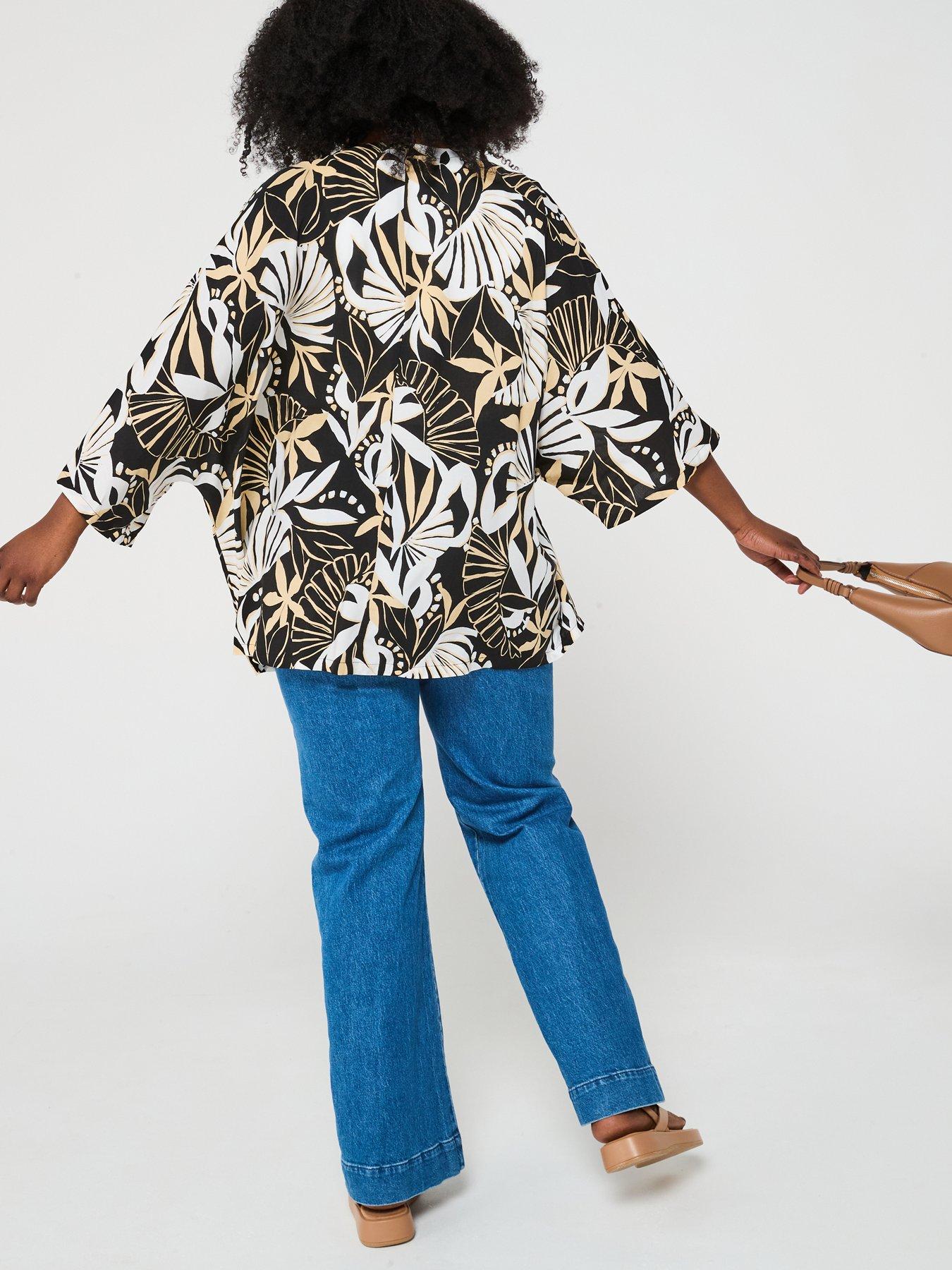 Image 2 of 6 of V by Very Curve Printed Edge To Edge Kimono - Print