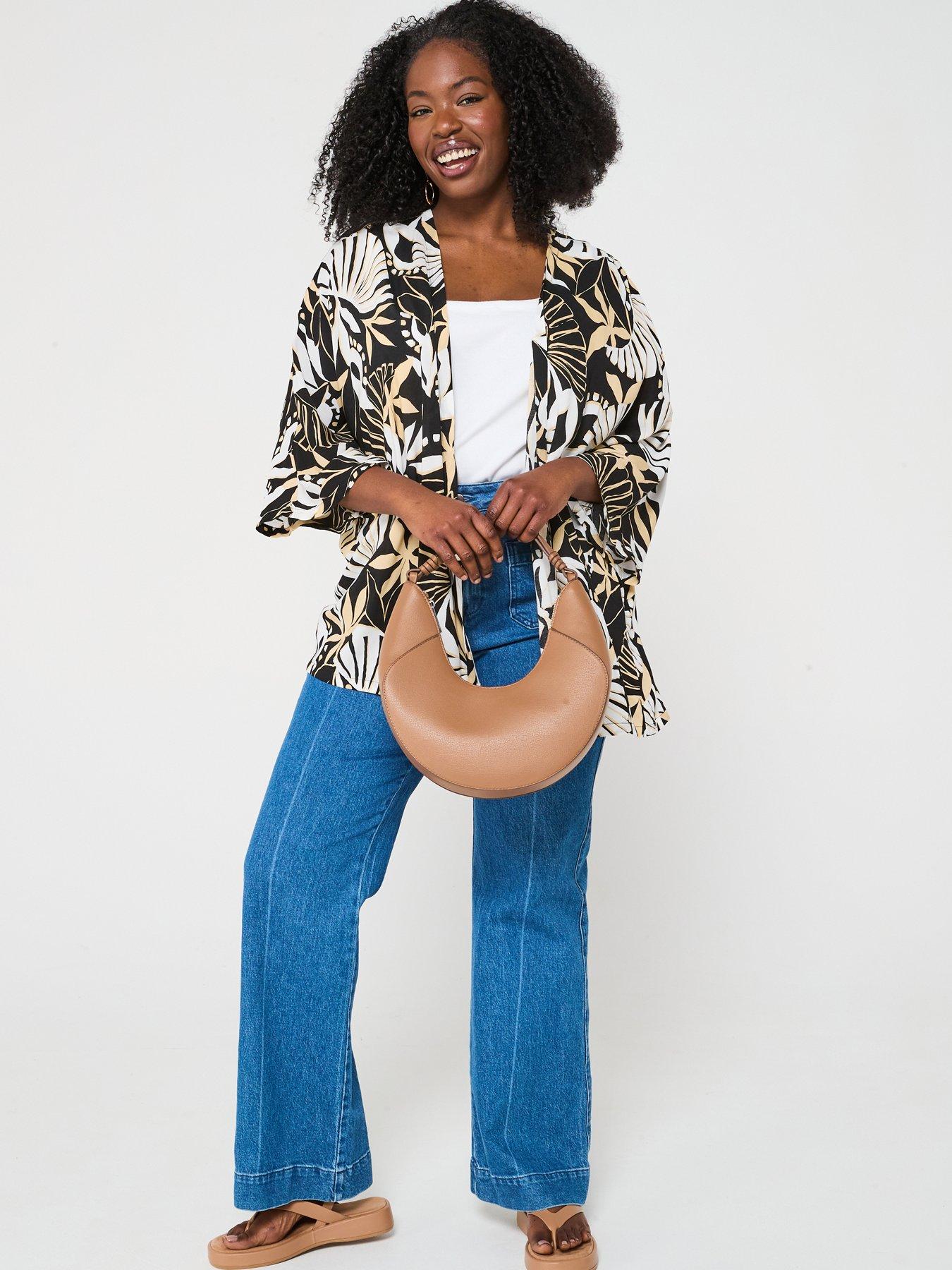 Image 3 of 6 of V by Very Curve Printed Edge To Edge Kimono - Print