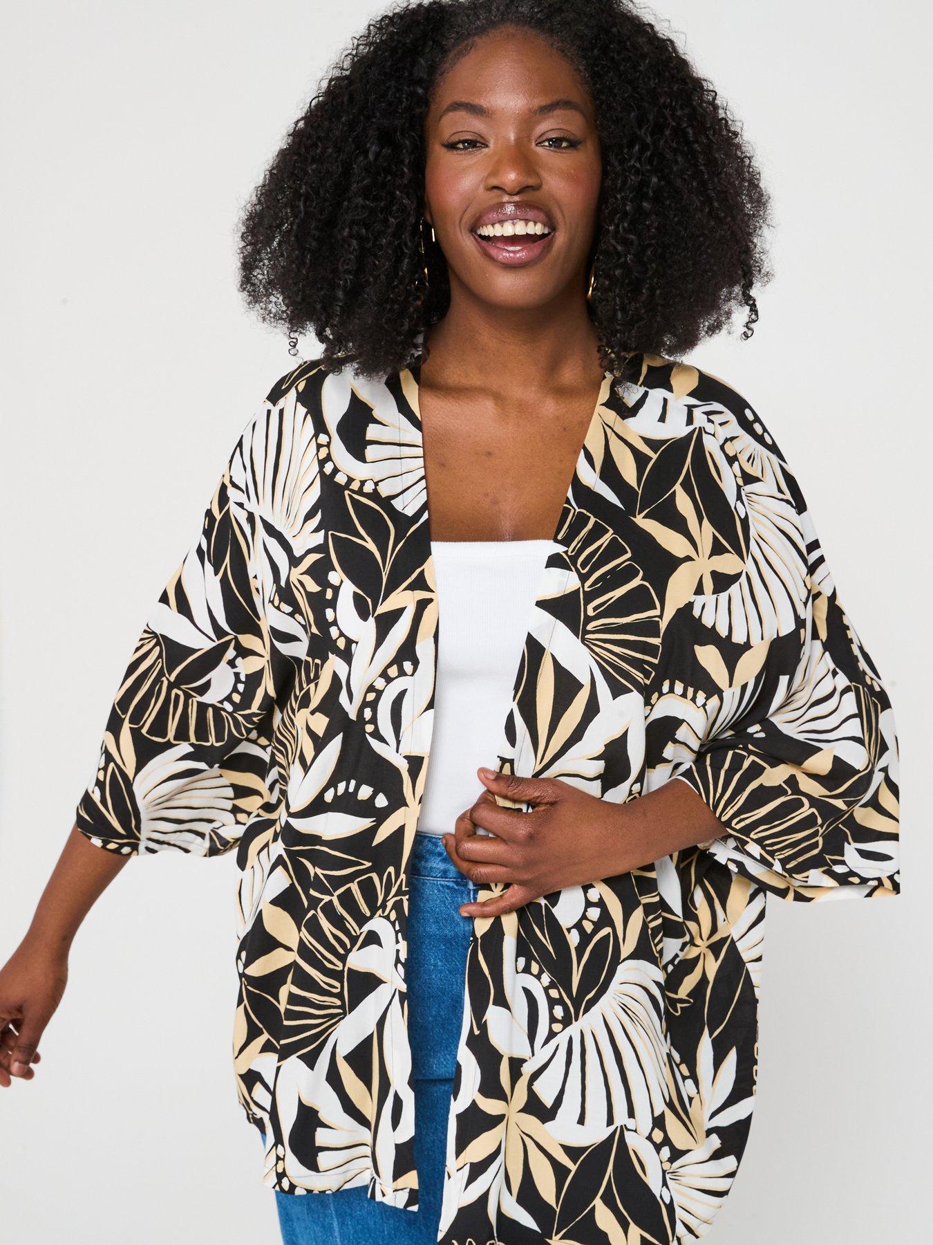 Image 5 of 6 of V by Very Curve Printed Edge To Edge Kimono - Print