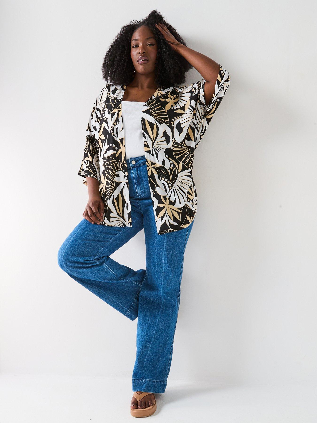 Image 6 of 6 of V by Very Curve Printed Edge To Edge Kimono - Print