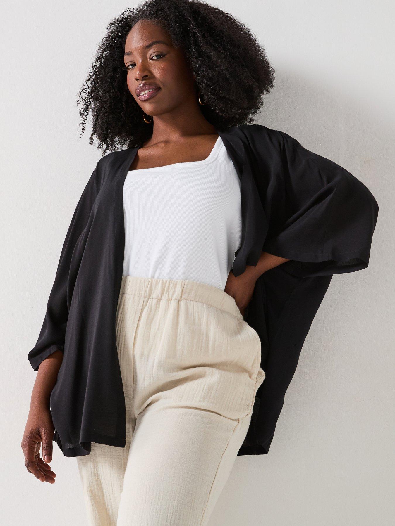 Image of V by Very Curve Edge To Edge Kimono - Black