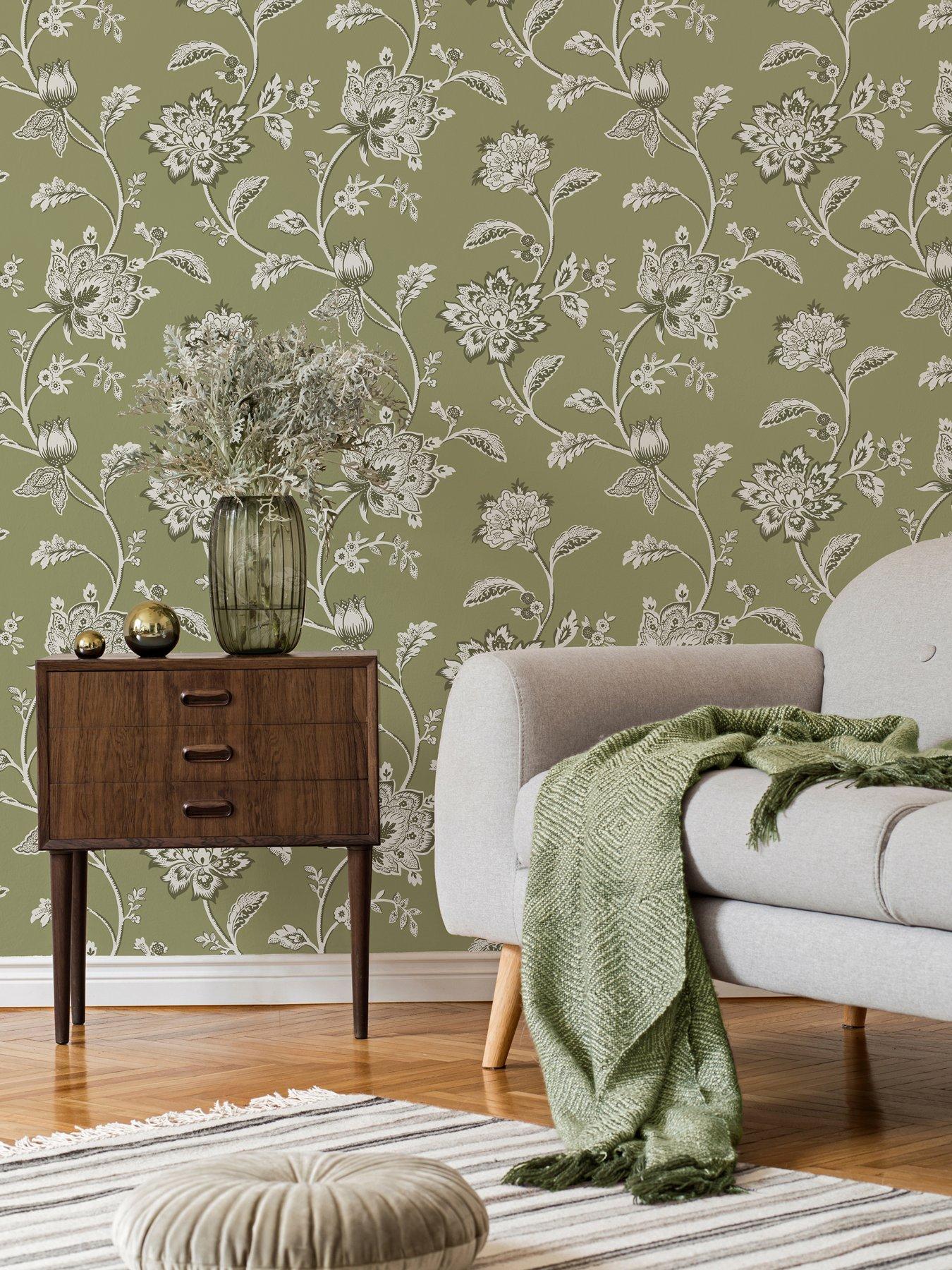 Product photograph of Fine Decor Juliette Floral Wallpaper In Green from very.co.uk