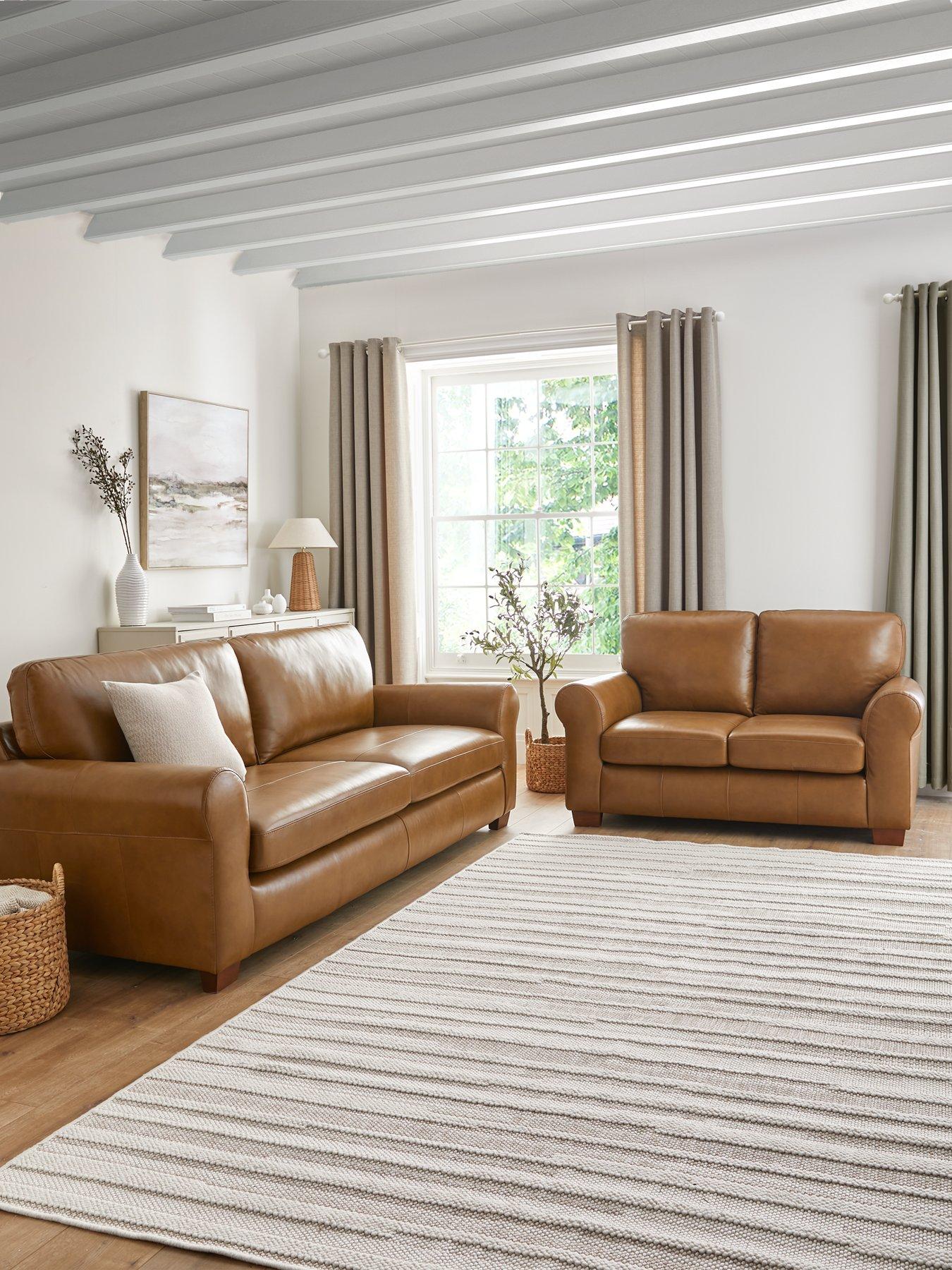 Product photograph of Very Home Bailey 3 Seater 2 Seater Leather Sofa Set Buy Amp Save - Fsc Reg Certified from very.co.uk