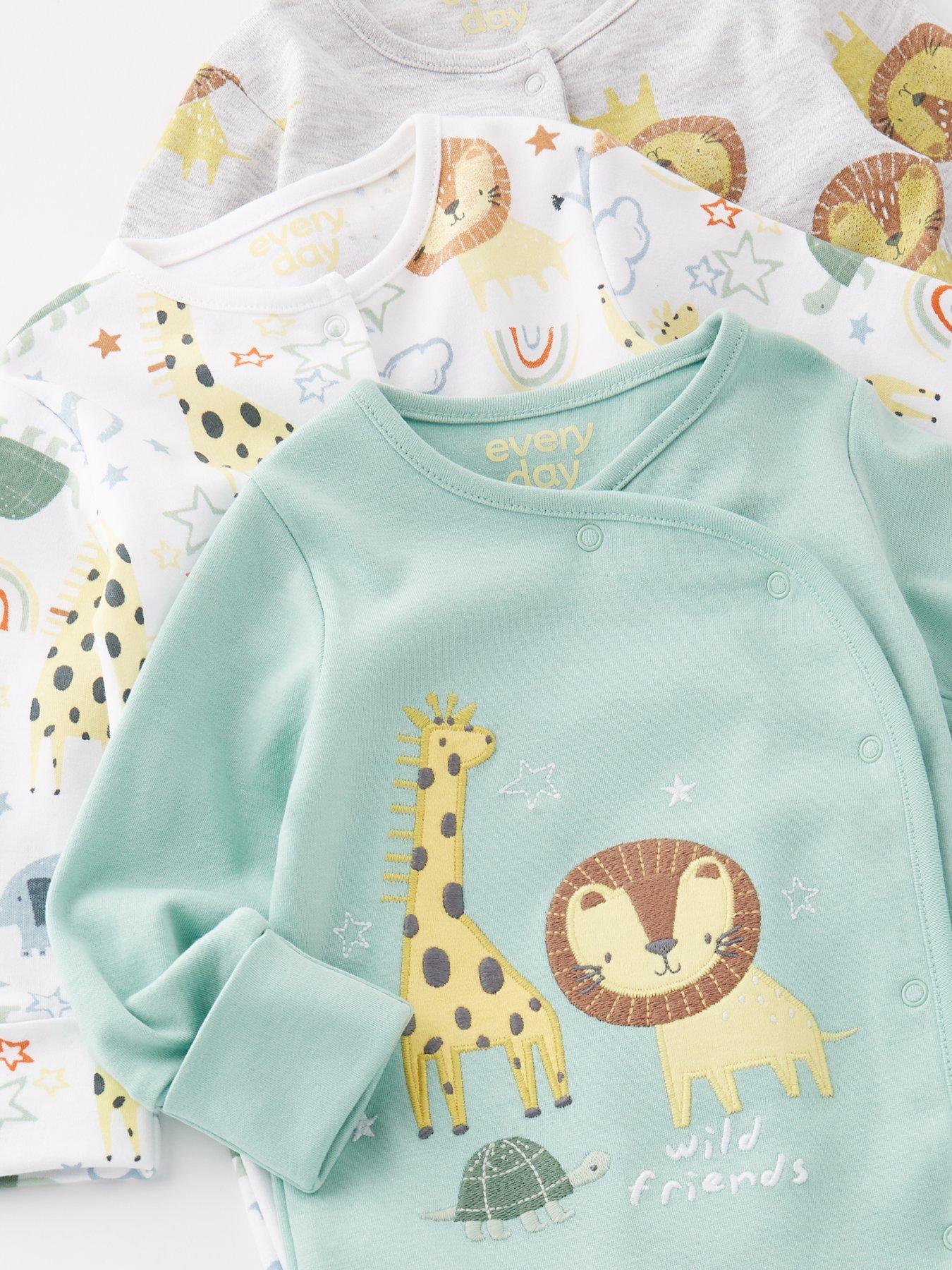 Image 5 of 5 of Everyday Baby Boys Safari 3 Pack Sleepsuit - Multi