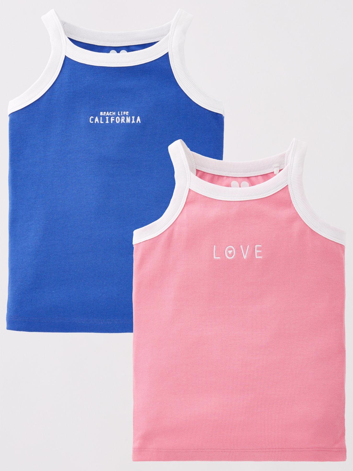 undefined Girls 2 Pack Rib Vests - Multi