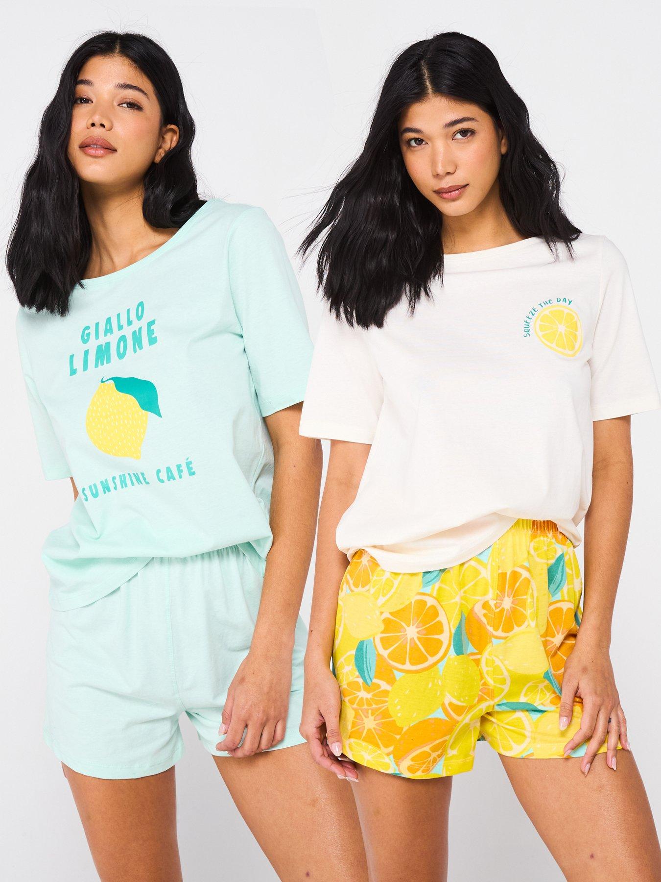 undefined 2pk Printed Lemon Short Sets