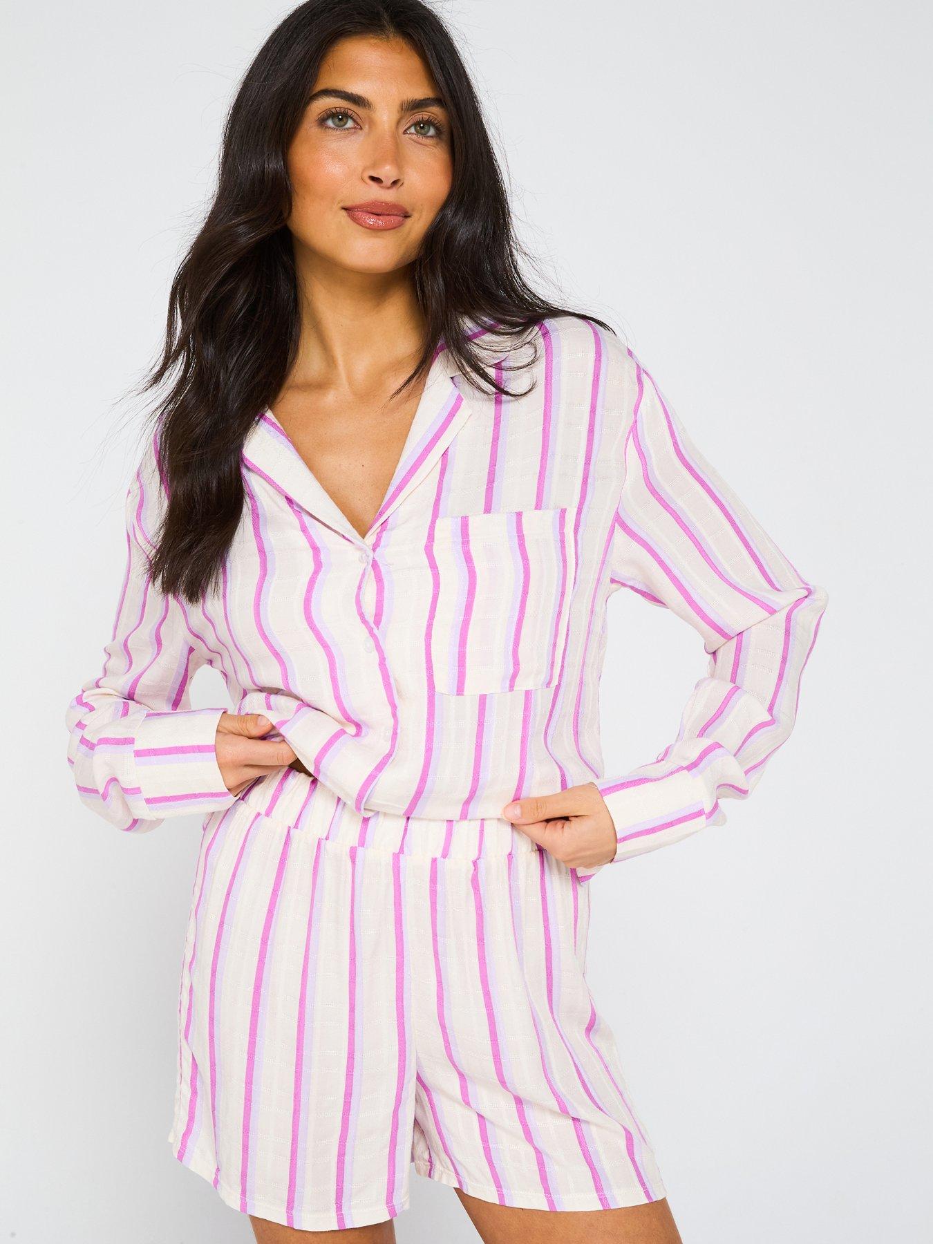 undefined Stripe Woven Pyjama Short Set - Multi