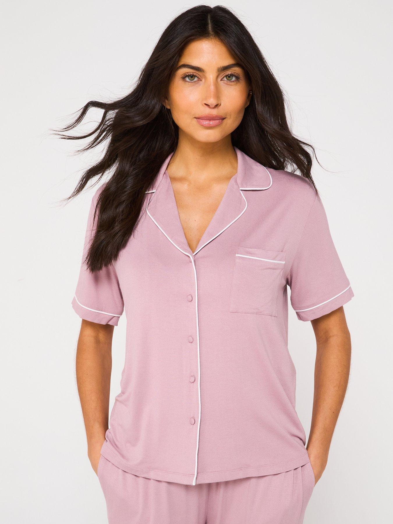 Image 5 of 5 of V by Very Short Sleeve Wide Leg Jersey Revere Set - Pink