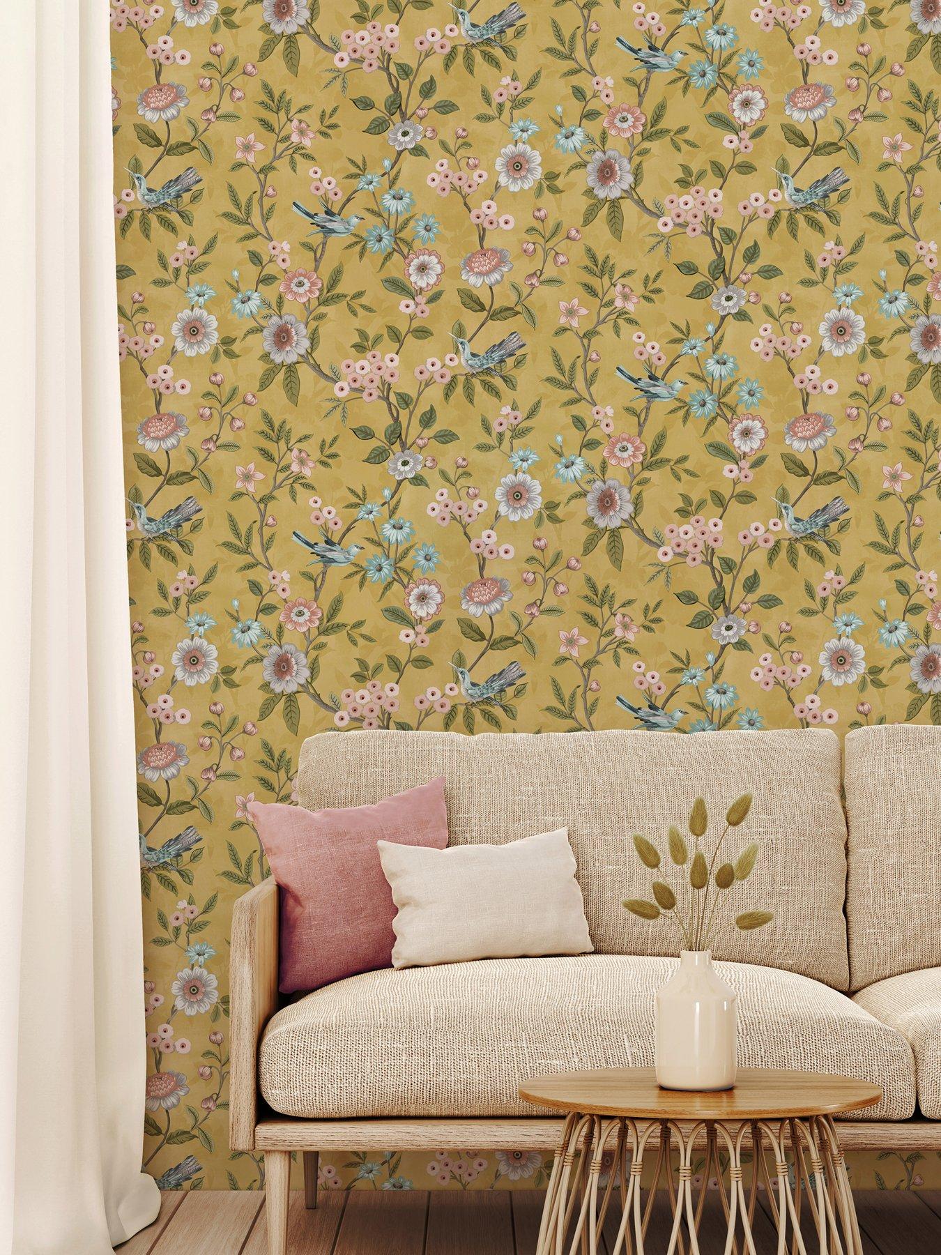 Fine Decor Eleanor Floral Wallpaper in Yellow