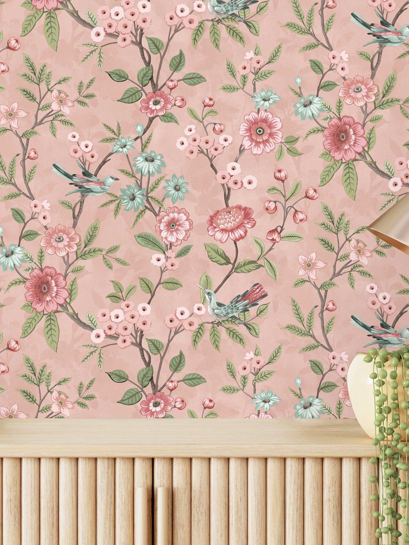 Product photograph of Fine Decor Eleanor Floral Wallpaper In Pink from very.co.uk