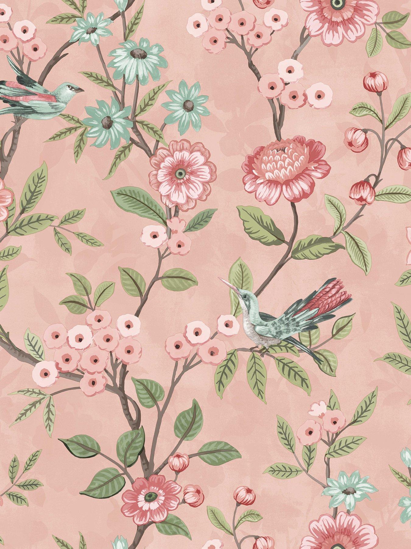 Image 2 of 5 of Fine Decor Eleanor Floral Wallpaper in Pink