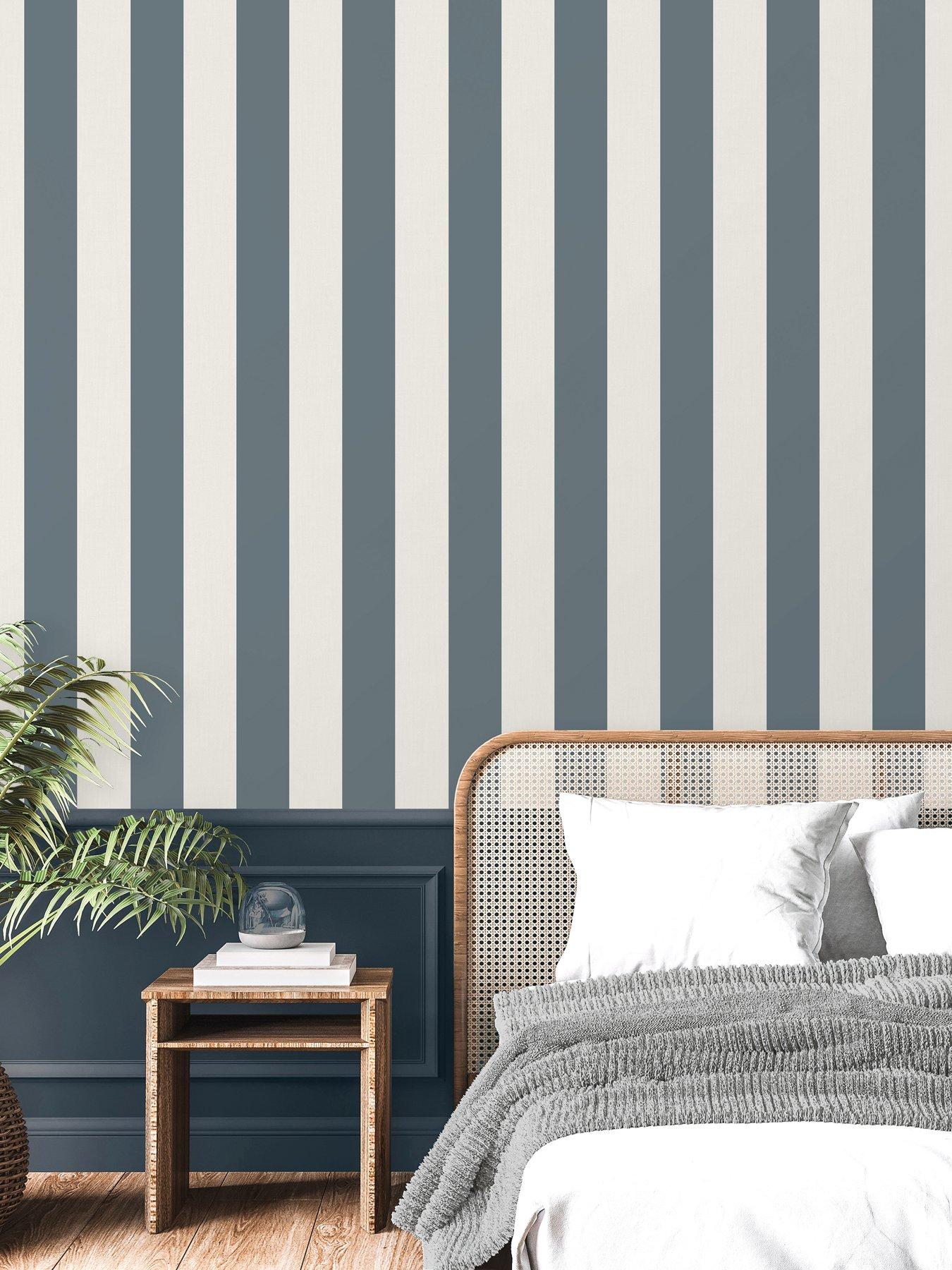 Product photograph of Fine Decor Juliette Stripe Wallpaper In Blue from very.co.uk