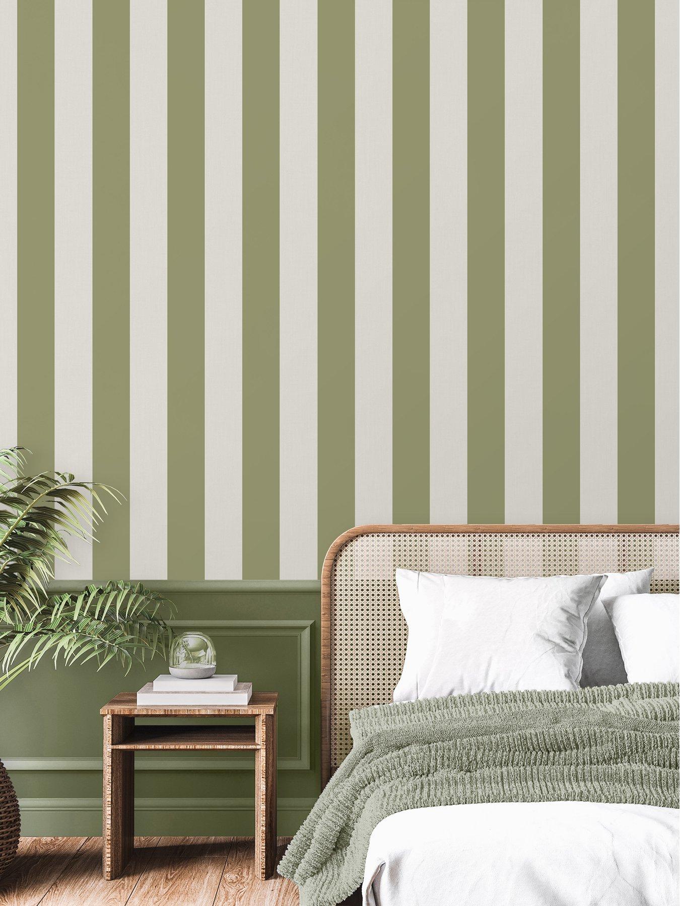 Product photograph of Fine Decor Juliette Stripe Wallpaper In Green from very.co.uk