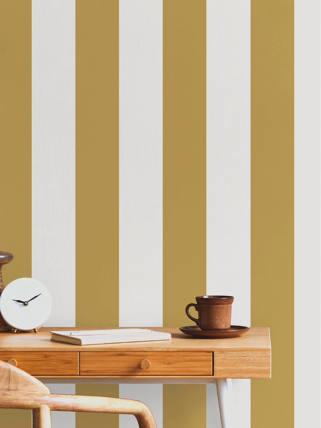 Product photograph of Fine Decor Juliette Stripe Wallpaper In Yellow from very.co.uk